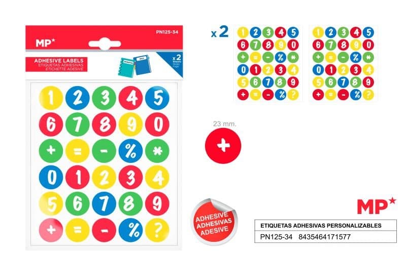 Naklejki wielokolorowe z cyframi i znakami matematycznymi