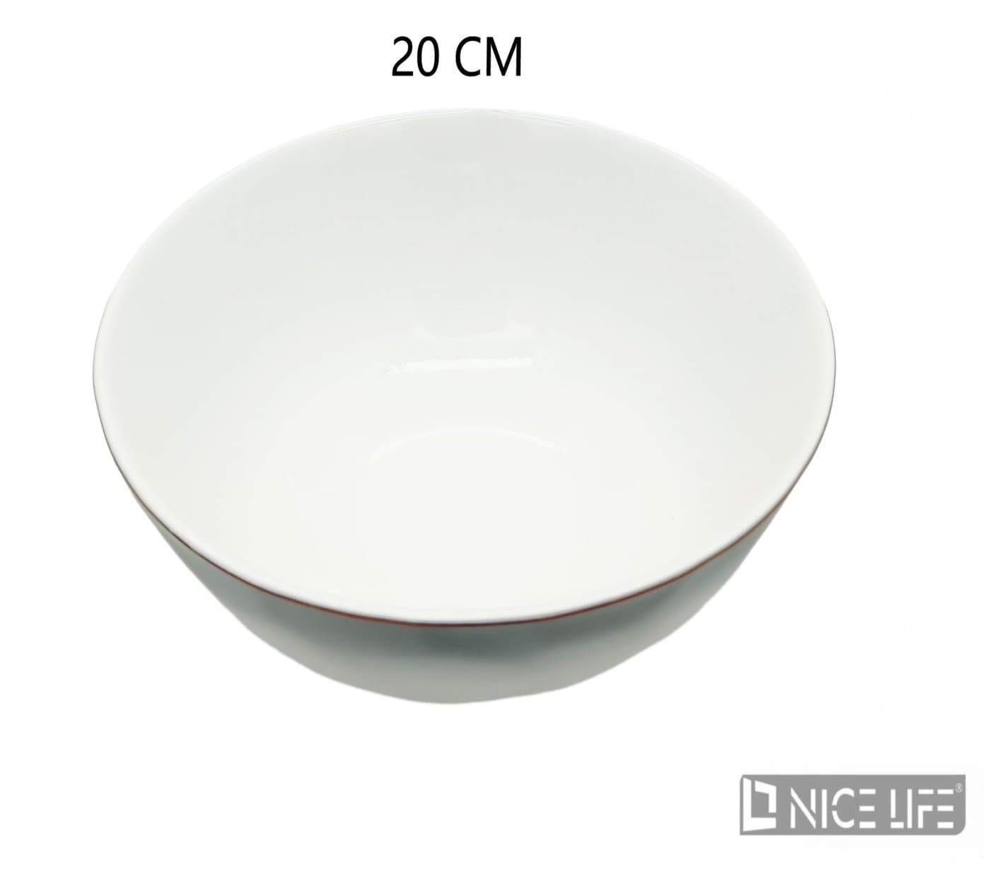 Miska ceramiczna okrągła z cienką brązową obwódką
