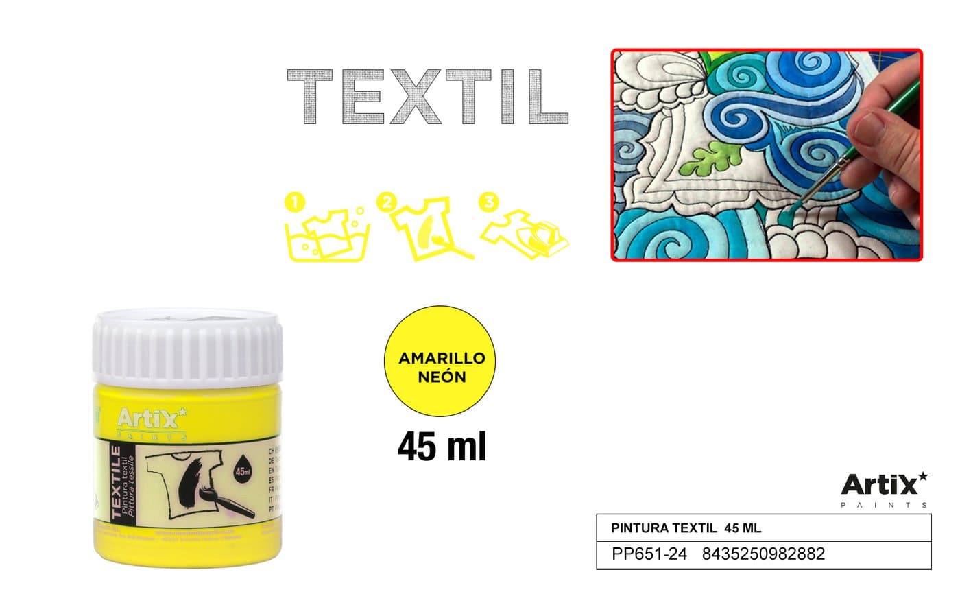 Farby do tkanin 45ml żółta Fluorescencyjna ARTIX