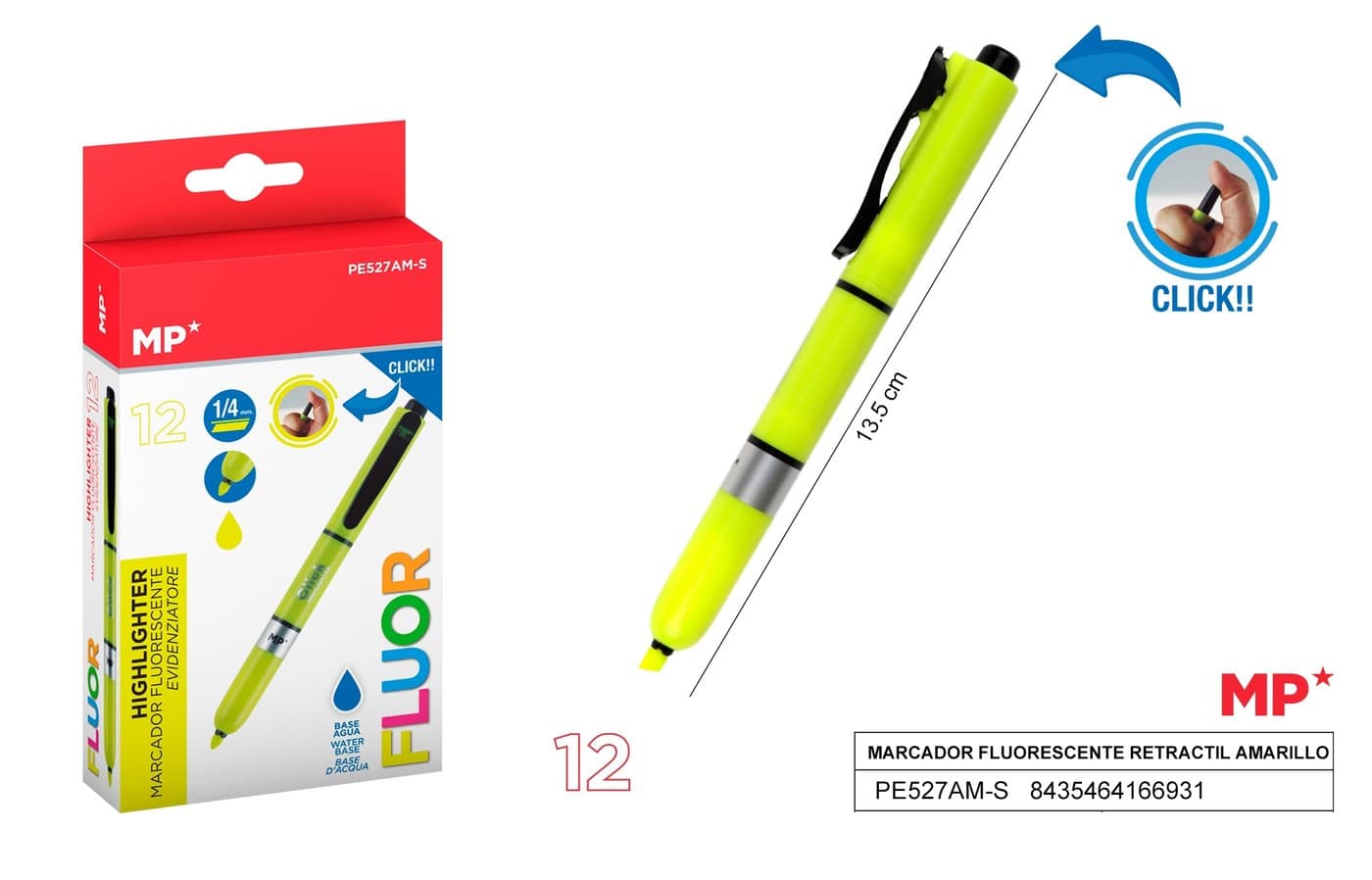Zakreślacz fluorescencyjny Click 12 sztop. Żółty