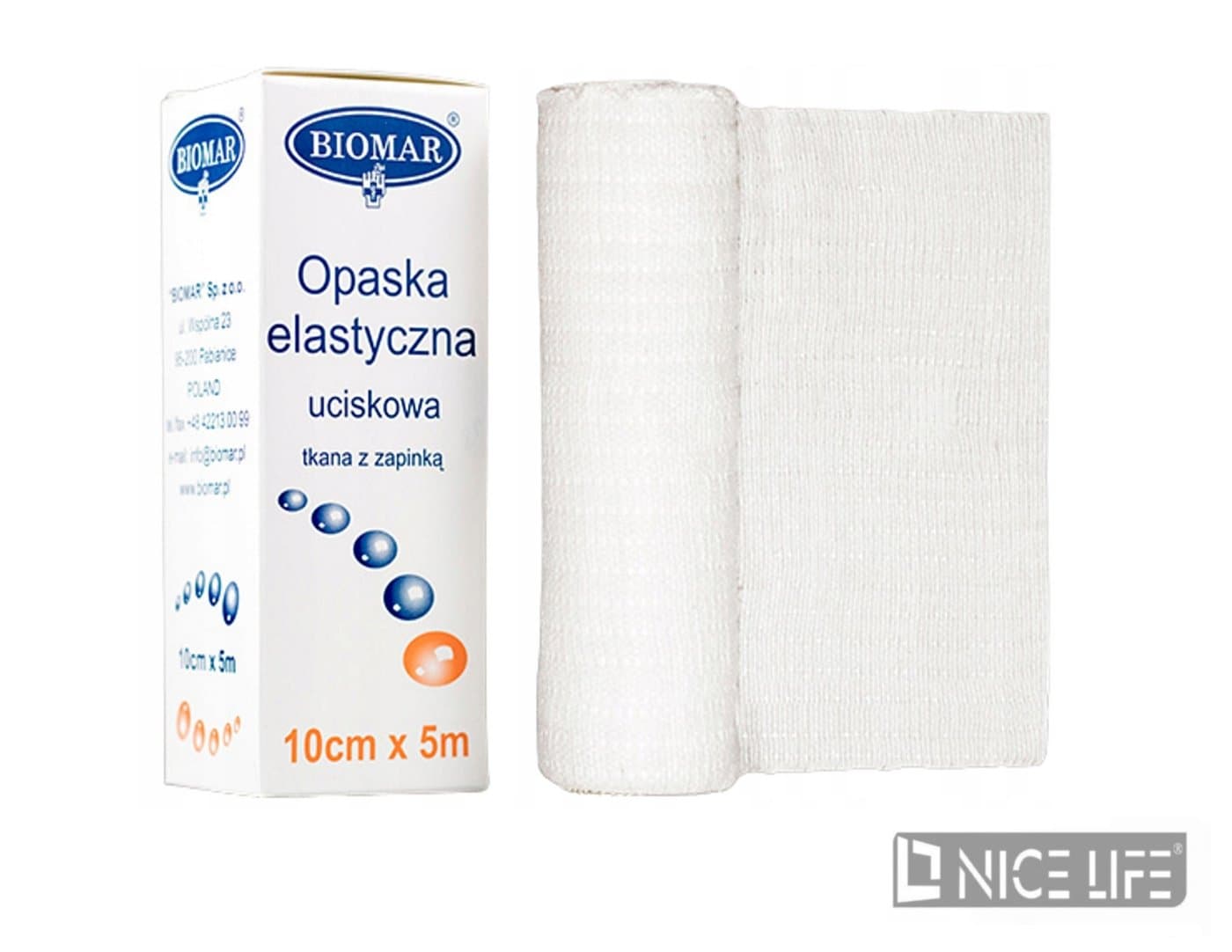 Opaska uciskowa elastyczna z zapinką, biała