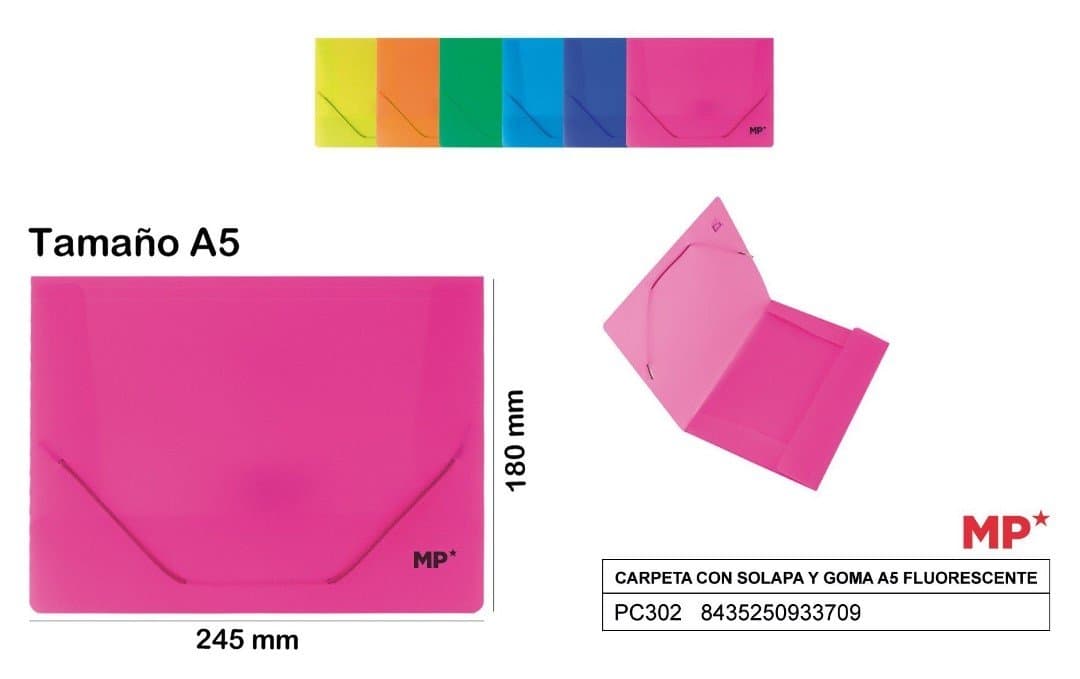 Teczka plastikowa z klapą na gumkę fluorescencyjna