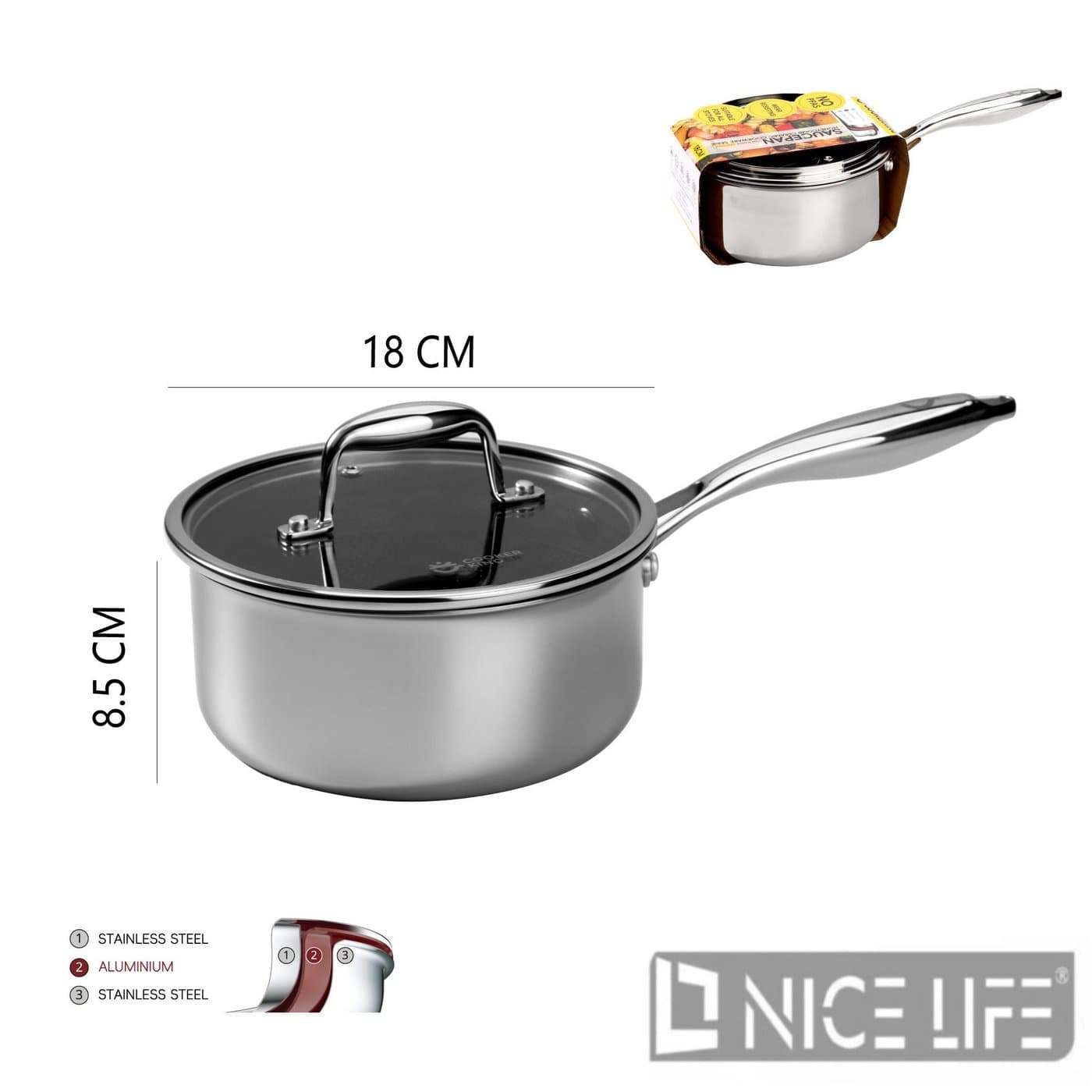 Rondel ze stali nierdzewnej trójwarstwowej 18 cm