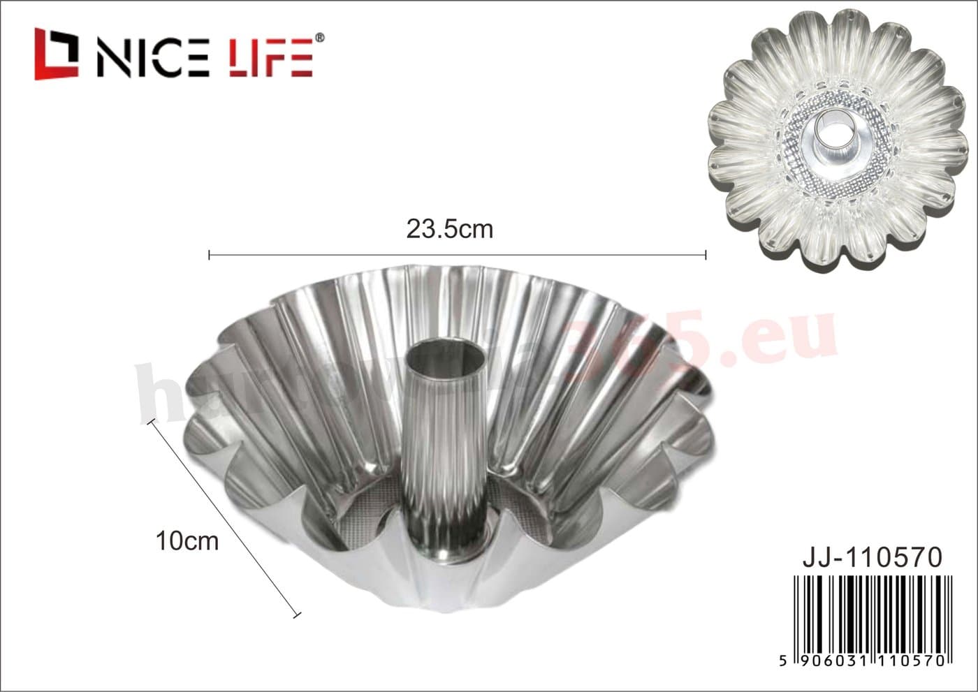 Forma metalowa karbowana z kominem do babki, średnica 24 cm