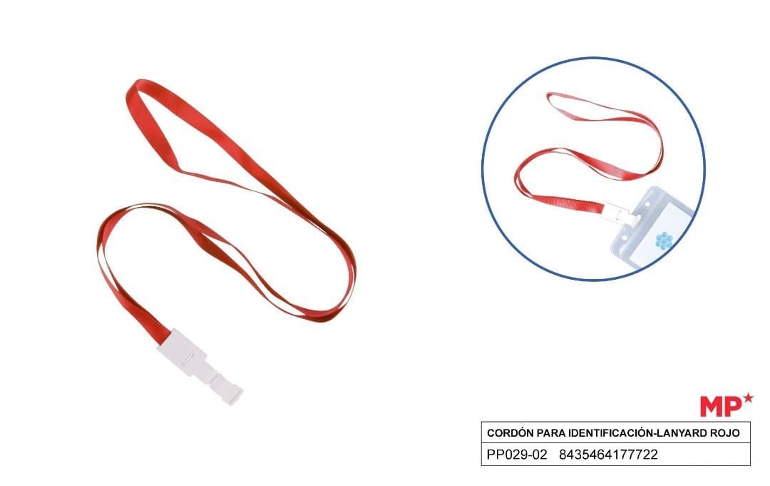 Smycz do identyfikatora czerwona z plastikowym zaczepem