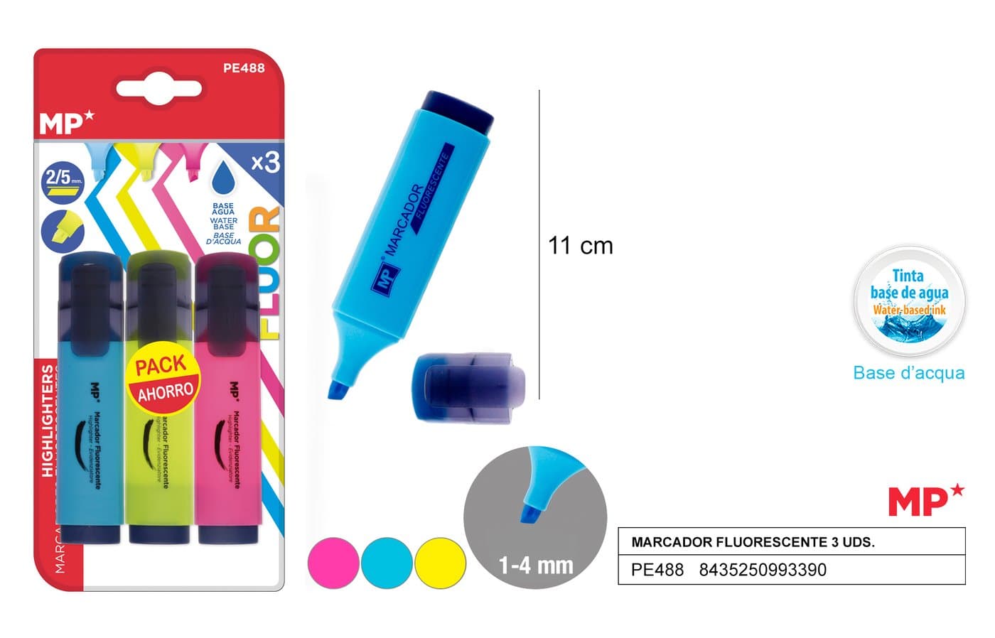 Zakreślacz fluorescencyjny 3 sztop. 1-4MM MP
