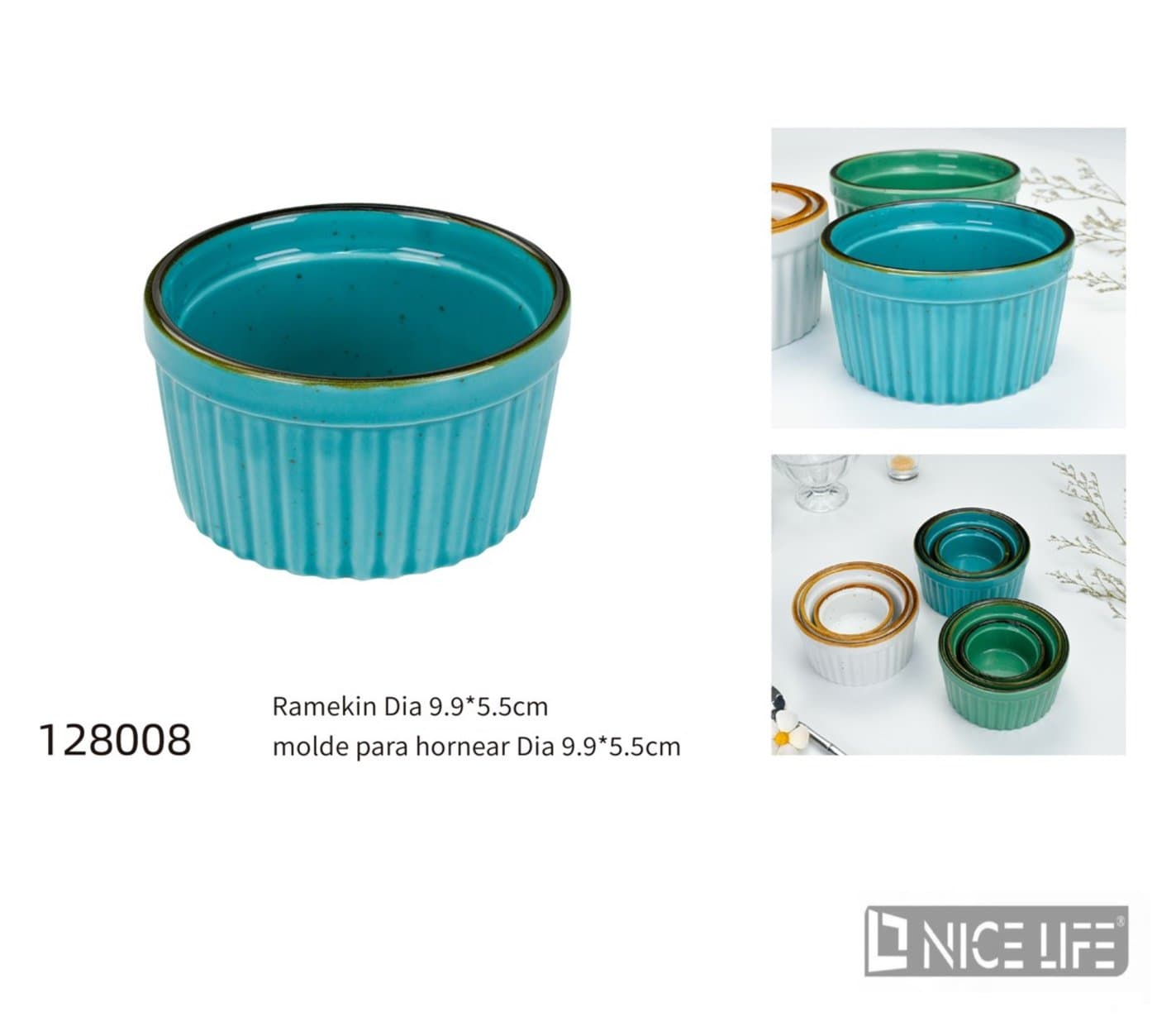 Ceramiczna forma do pieczenia turkusowa z ciemnym obrzeżem