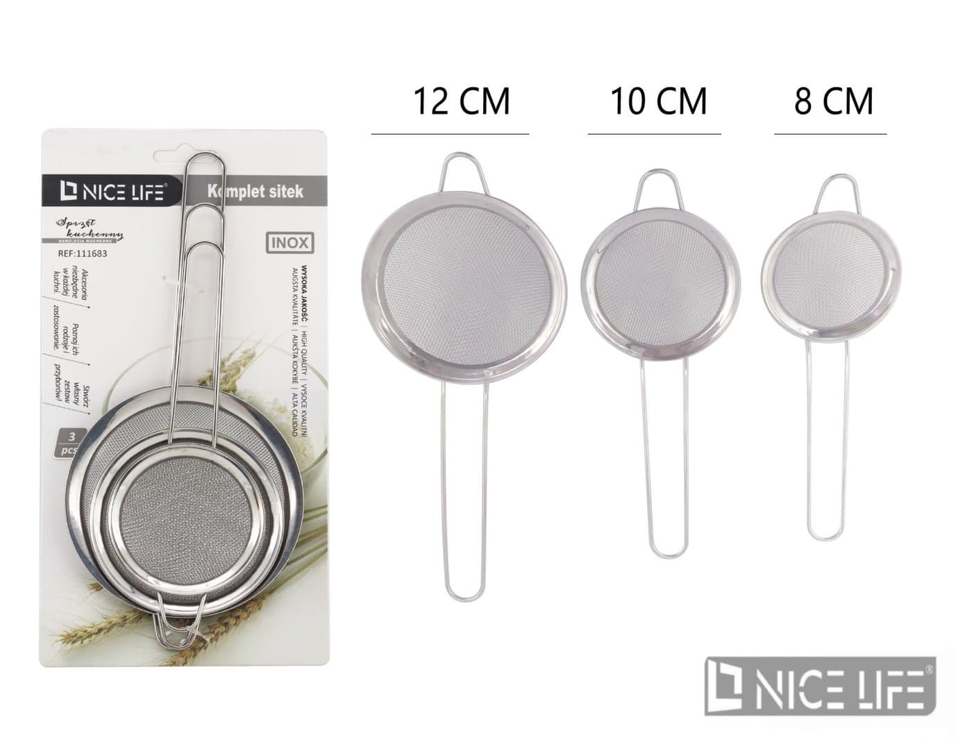 Komplet metalowych sitek kuchennych