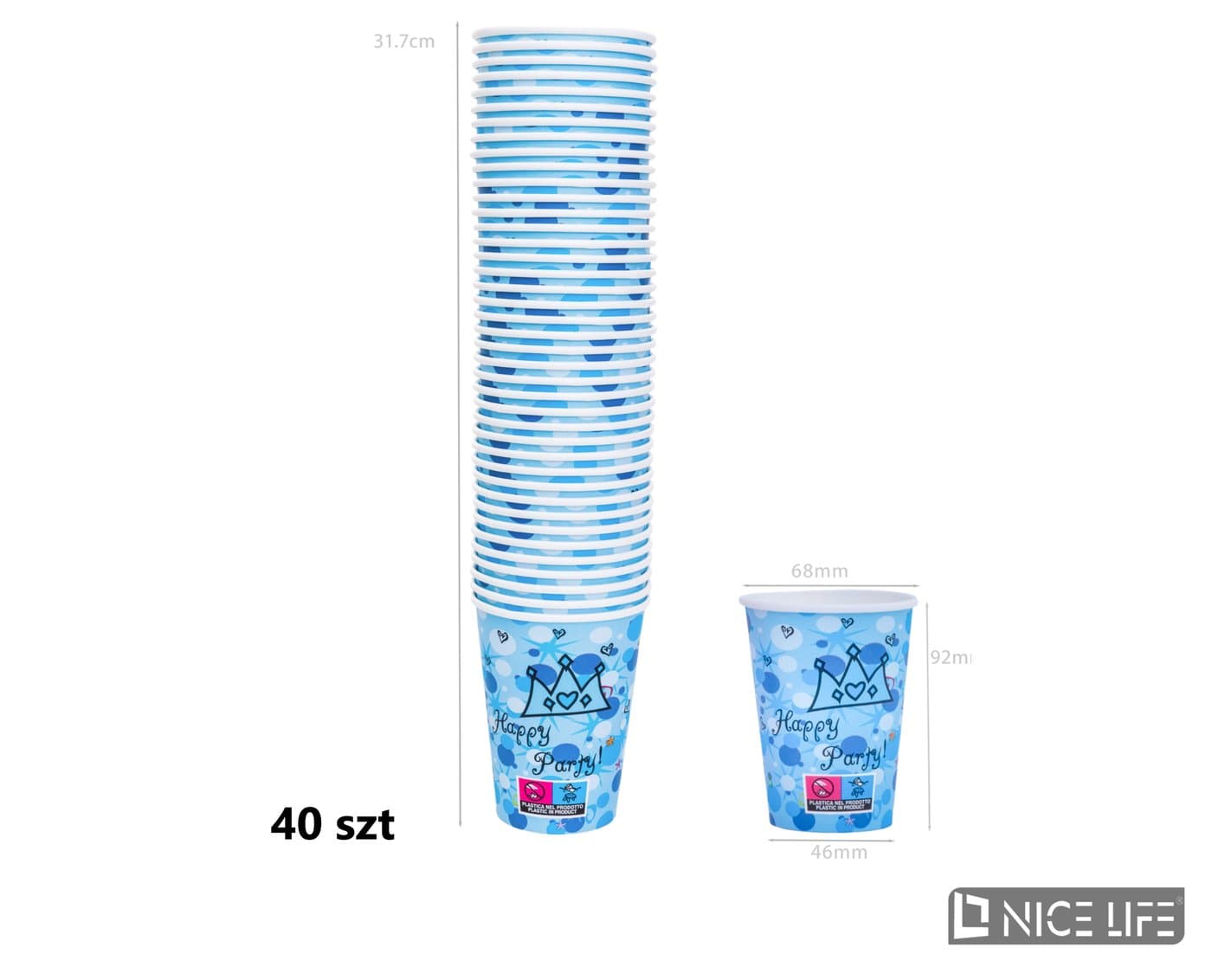 Kubeczki papierowe 210 ml (40 szt) - KORONA PRINCE