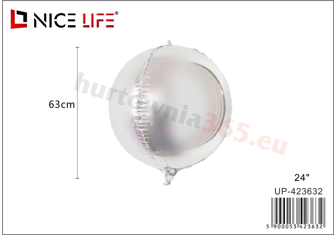 Balon foliowy okrągły srebrny błyszczący