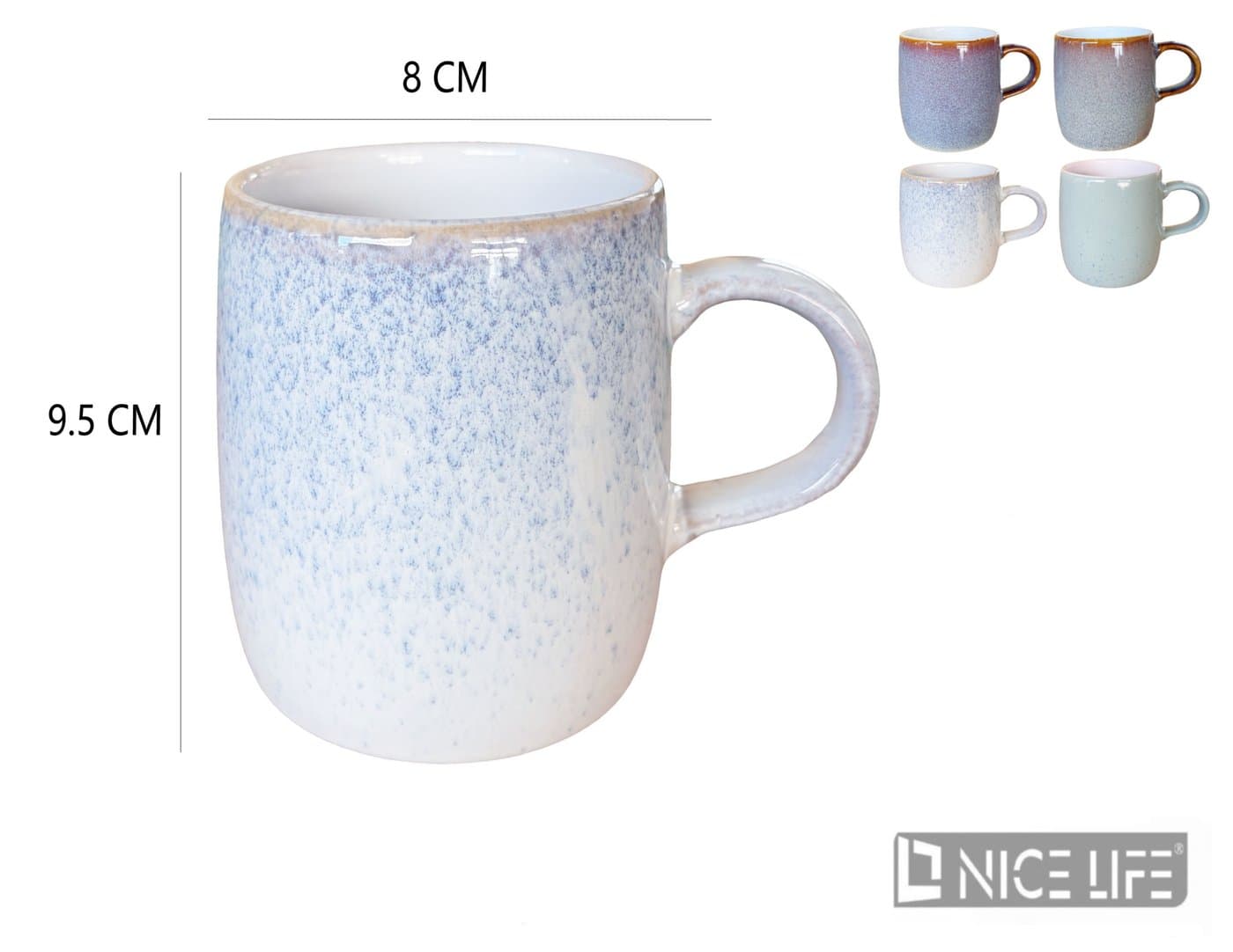 Kubek ceramiczny nakrapiany szary, biały lub miętowy