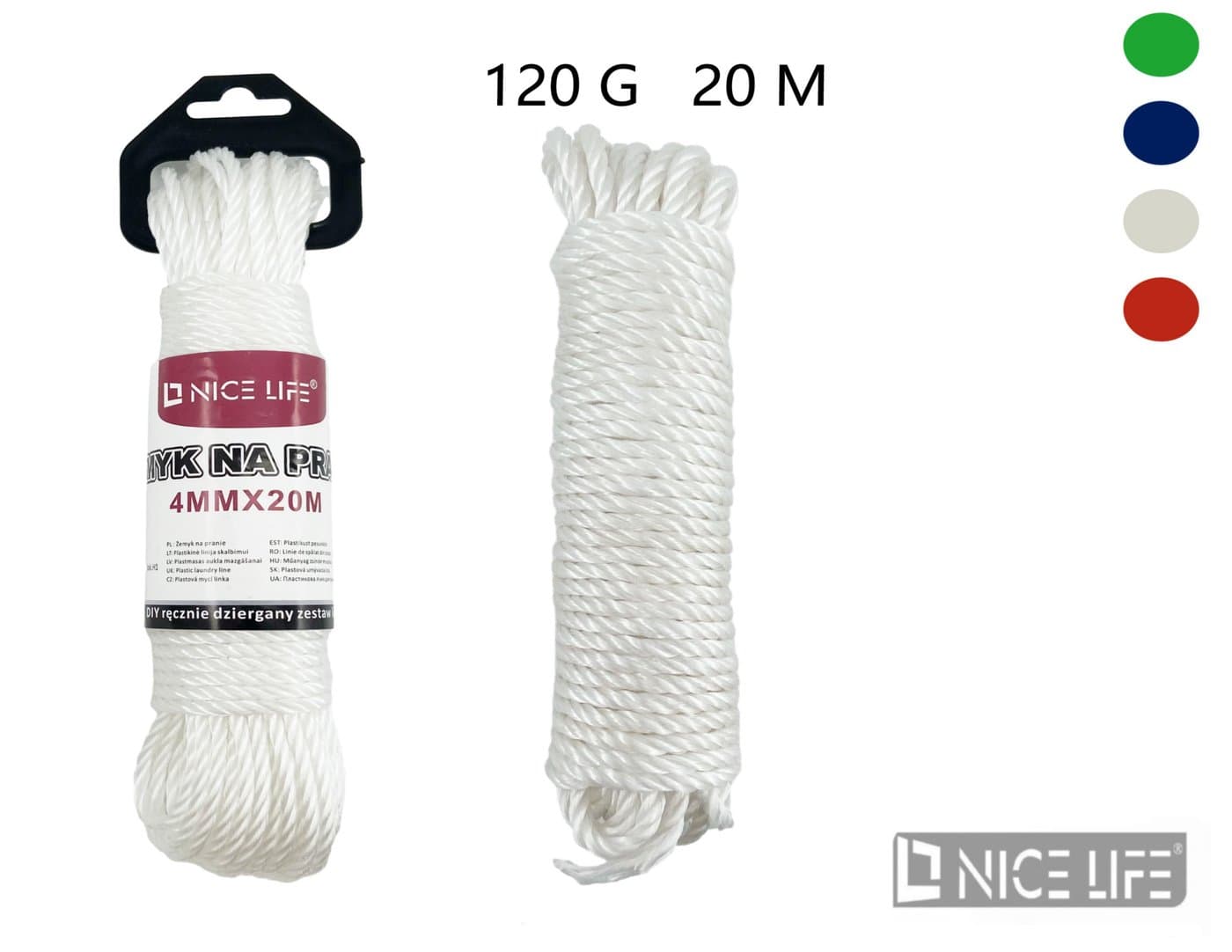 Żemyk na pranie nylonowy 4 mm × 20 m