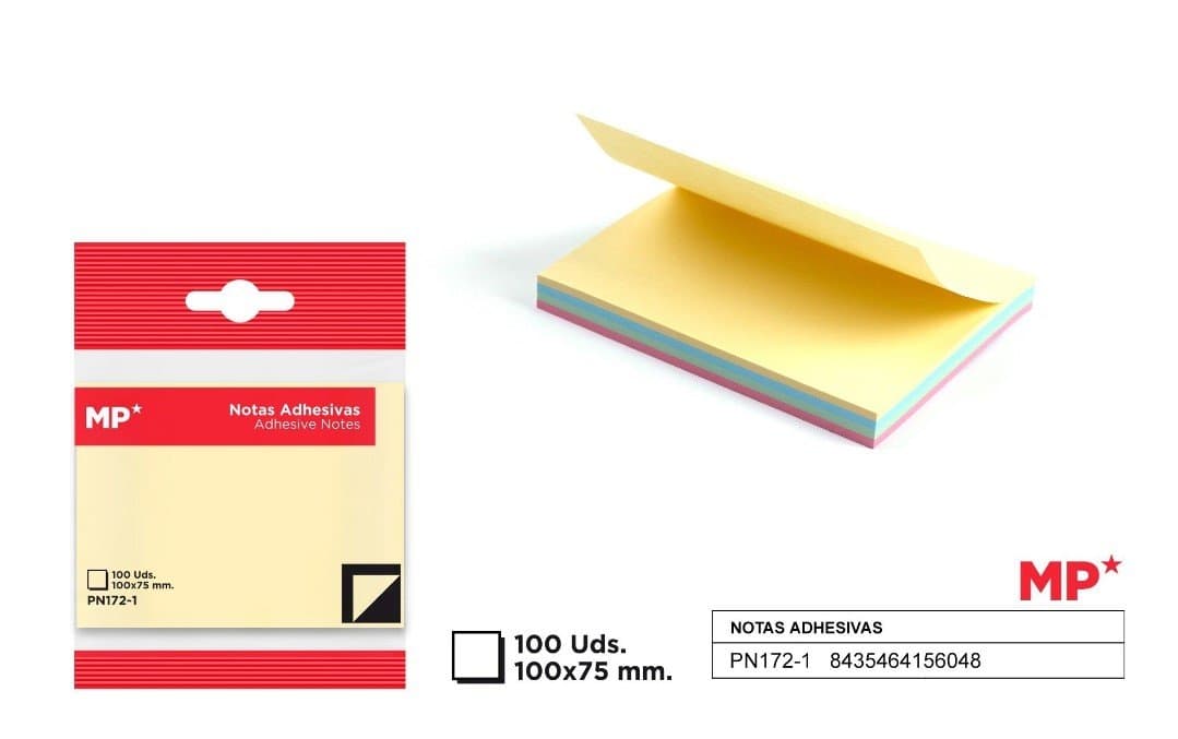 Karteczki samoprzylepne pastelowe wielokolorowe 100 x 75 mm