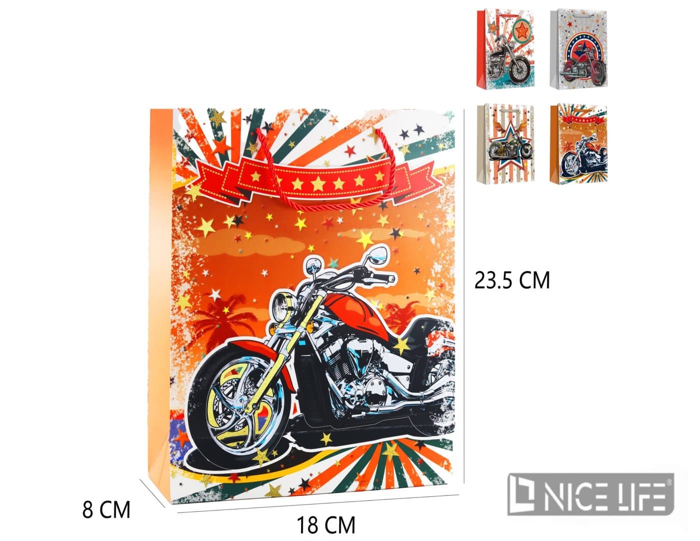 Torebka na upominek papierowa z motocyklami