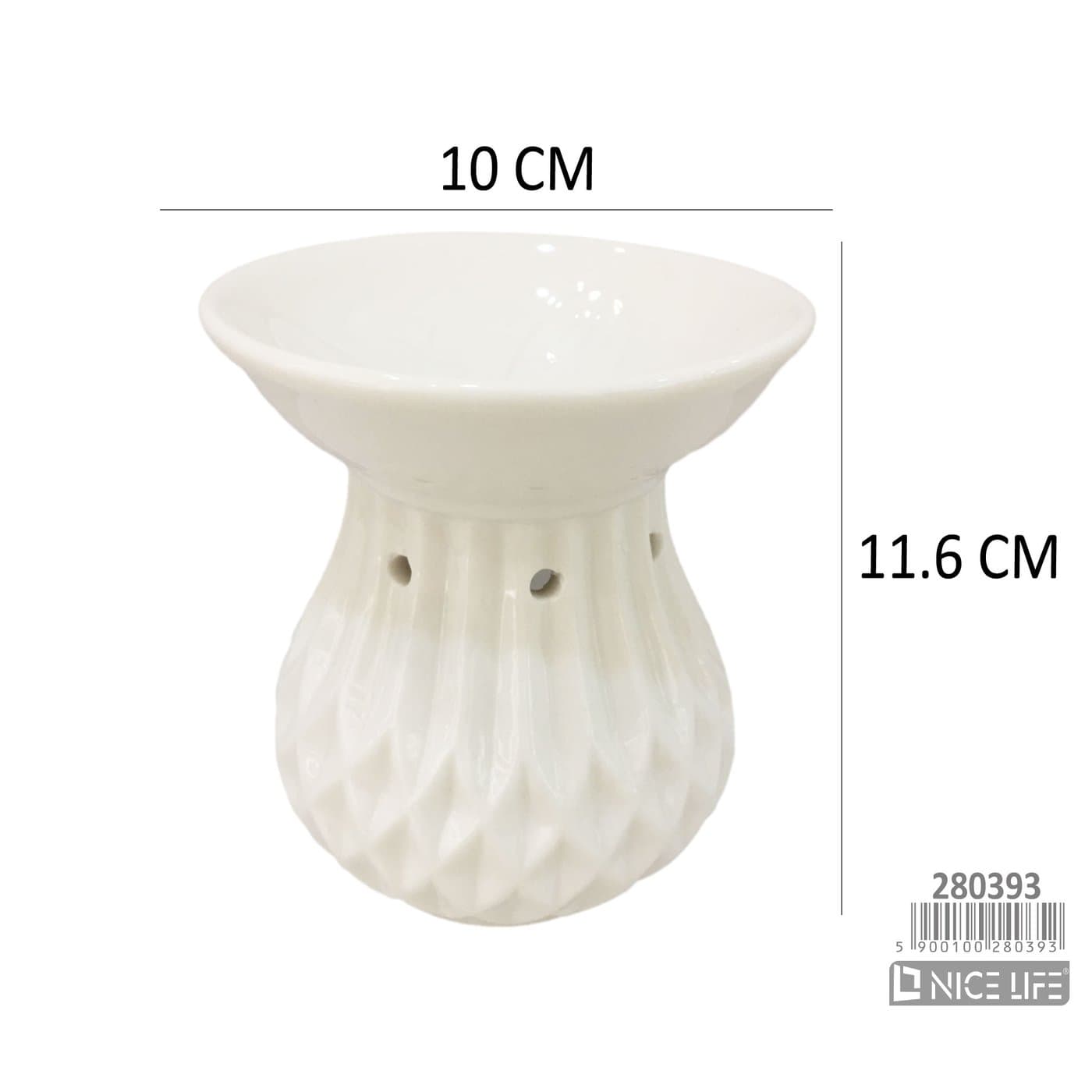 Kominek ceramiczny biały dekoracyjnie fakturowany