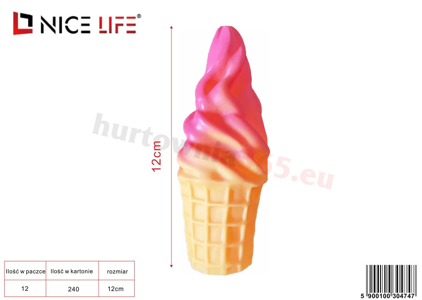 Gumowy gryzak dla psa lody w wafelku