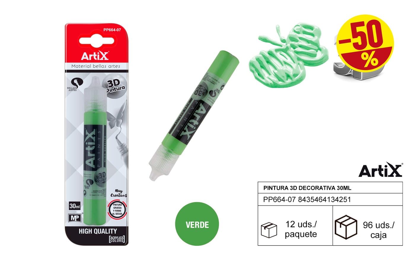 Farba dekoracyjna 3D 30 ml zielona