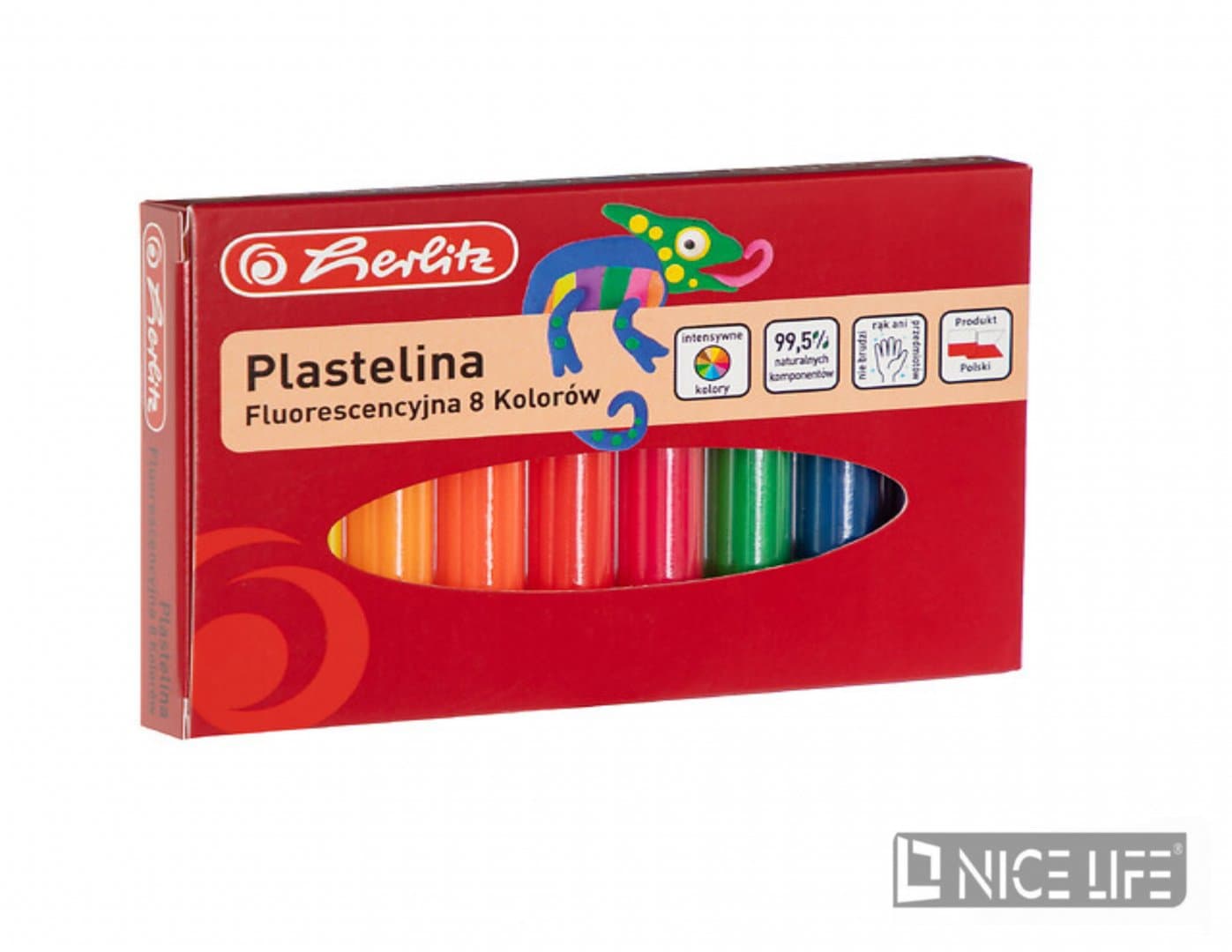PLASTELINA HERLITZ 8 KOLORÓW FLUORESCENCYJNA