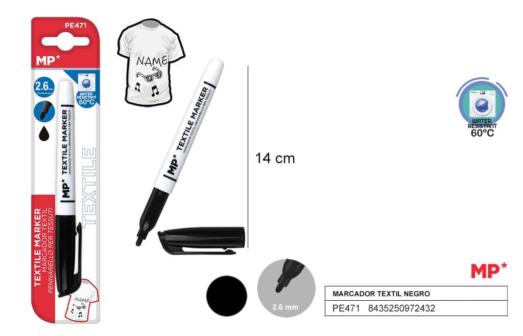 Marker do tkanin czarny 2.6MM MP