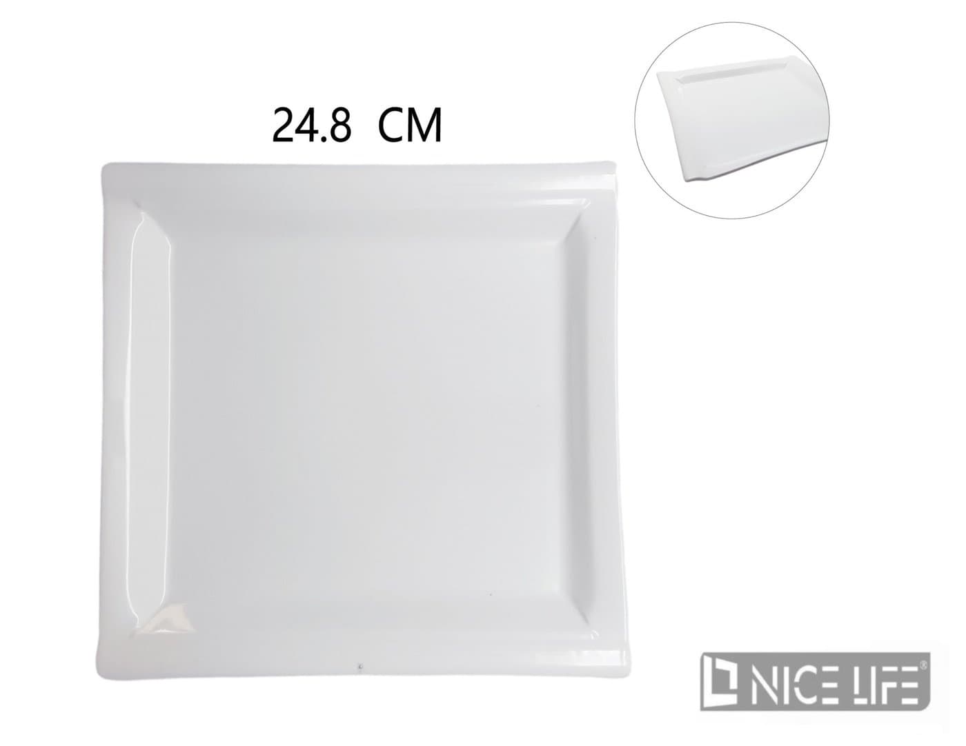 Talerz ceramiczny prostokątny biały z uniesionym rantem