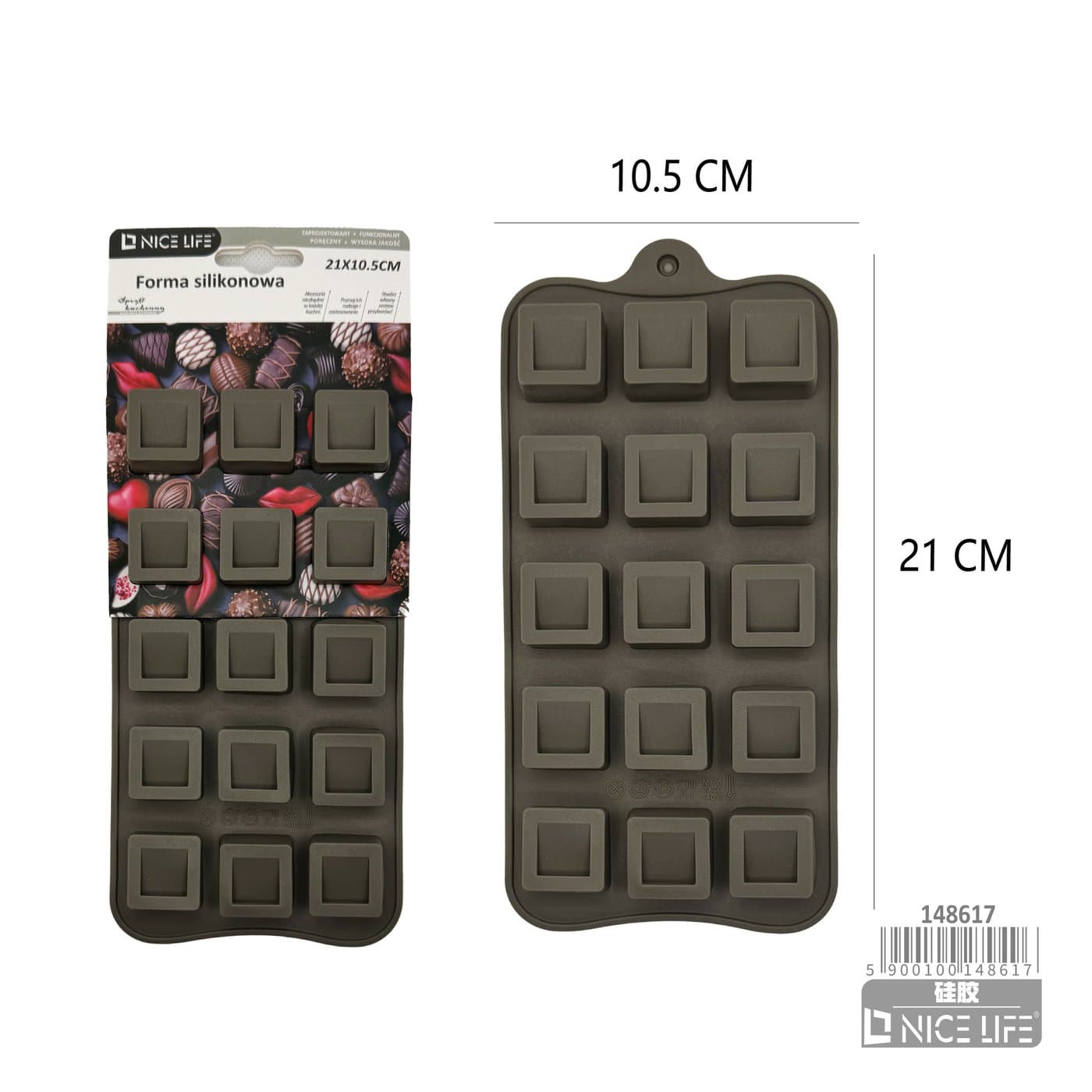 Foremka silikonowa szarobrązowa kwadratowa