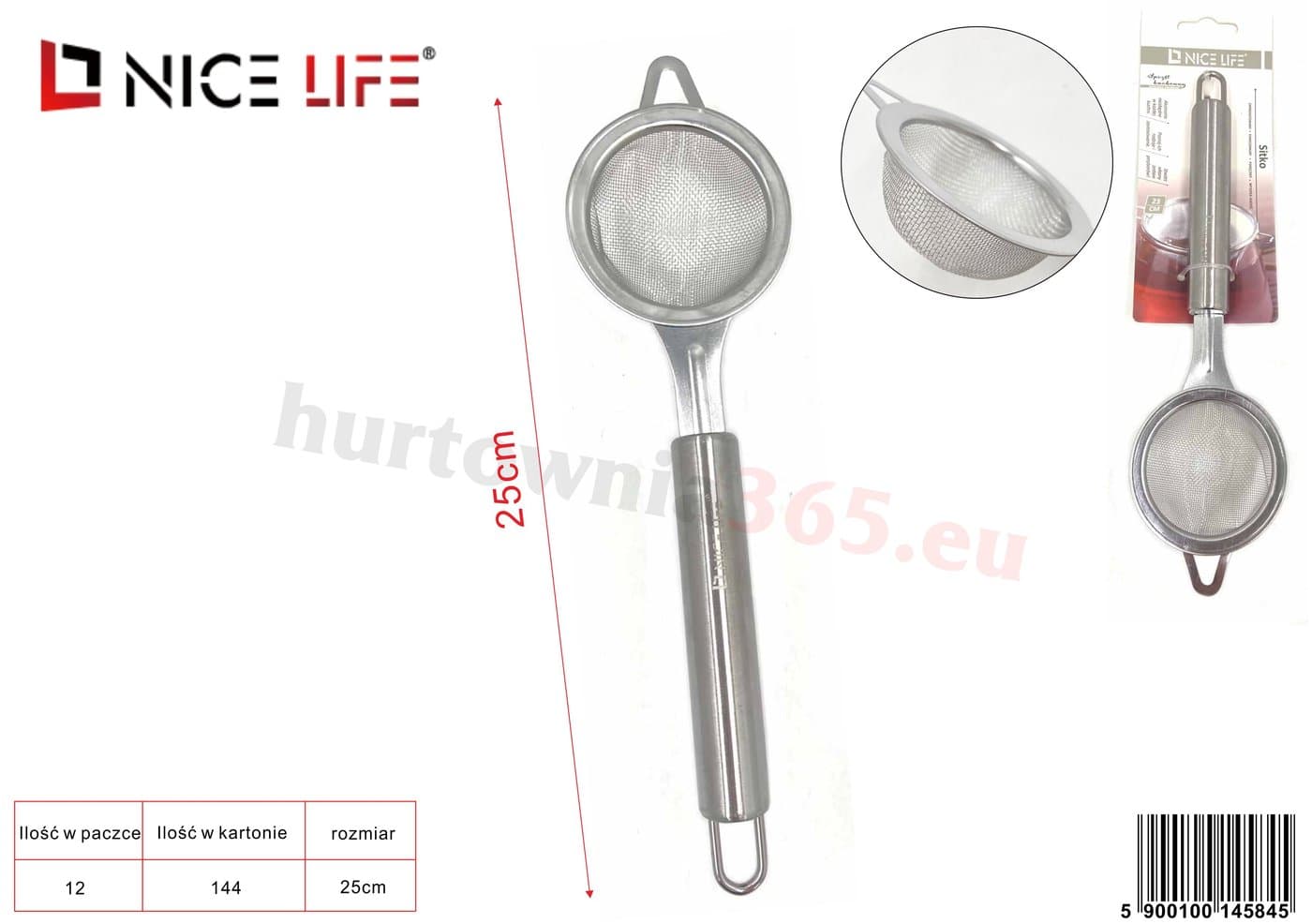 Sitko kuchenne metalowe z metalowym uchwytem