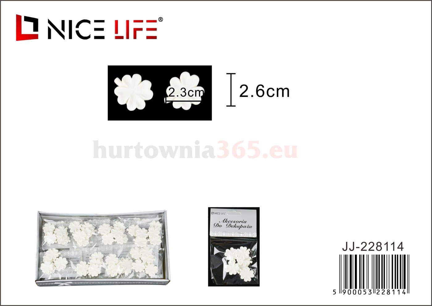 Kwiatuszki plastikowe białe do decoupage'u
