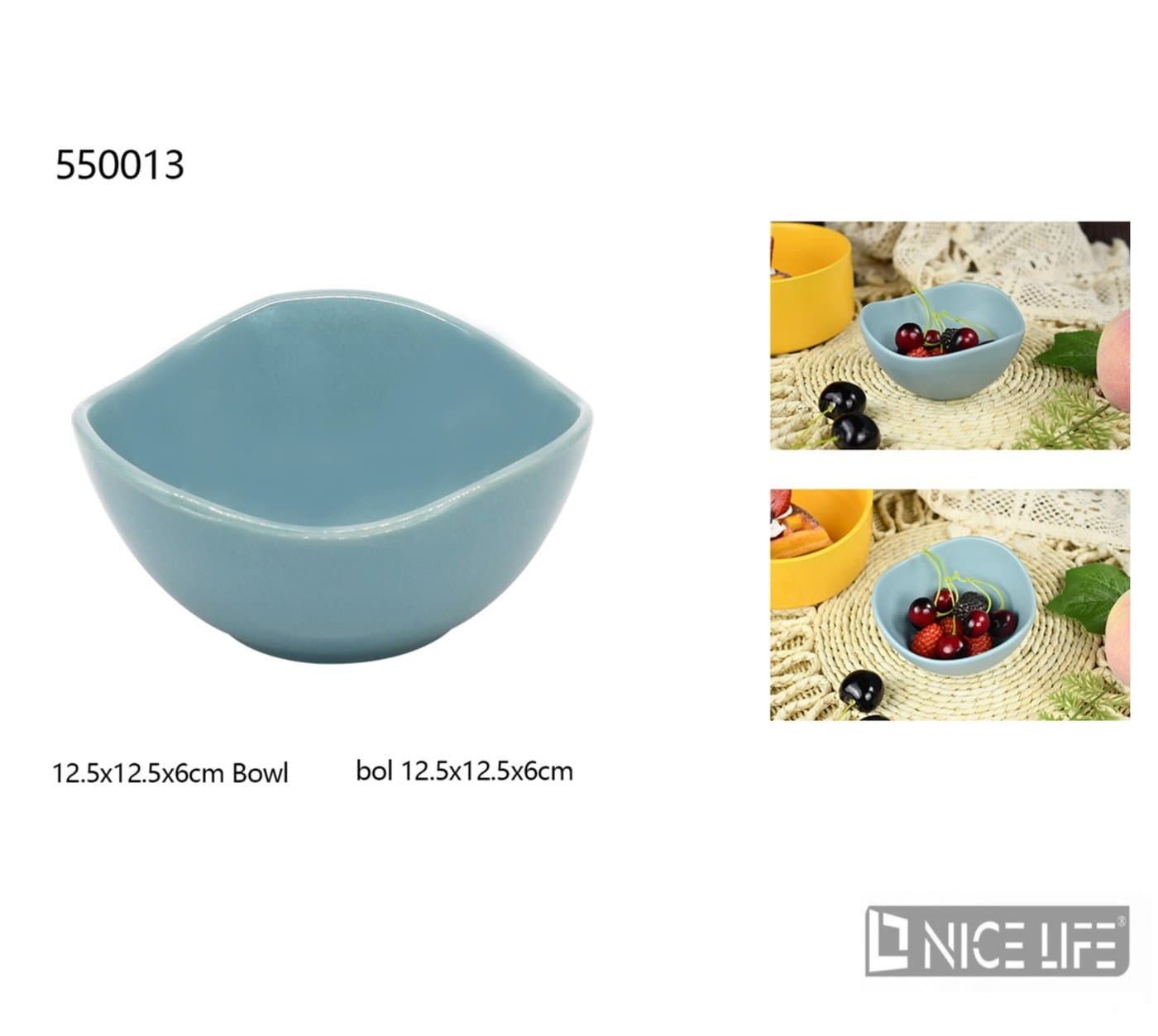 Miska ceramiczna w kolorze błękitnym i żółtym