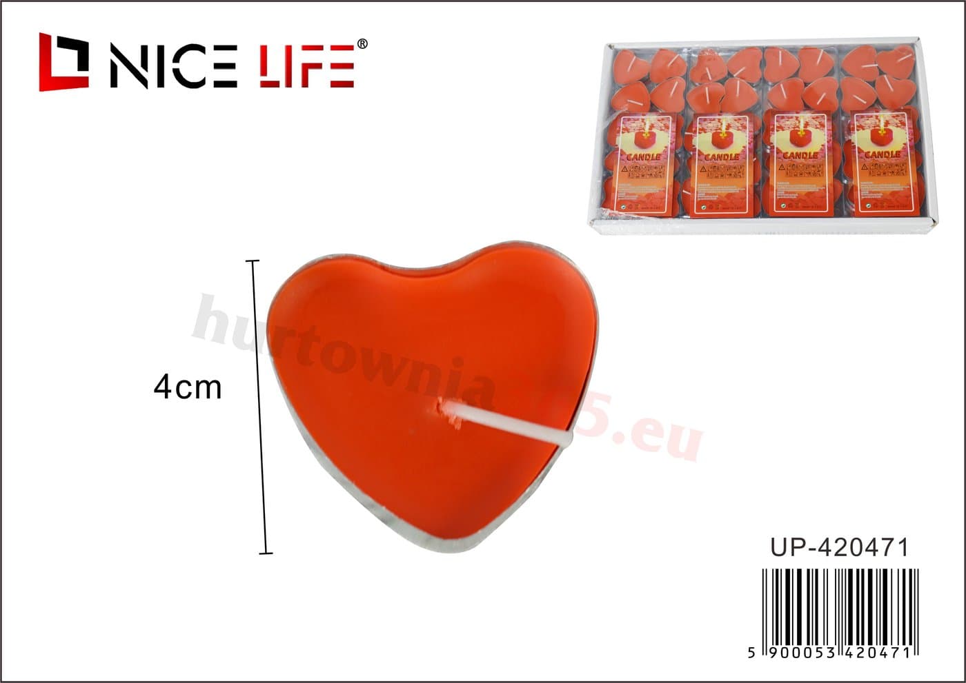 Świeczki w kształcie serca czerwone w metalowych osłonkach