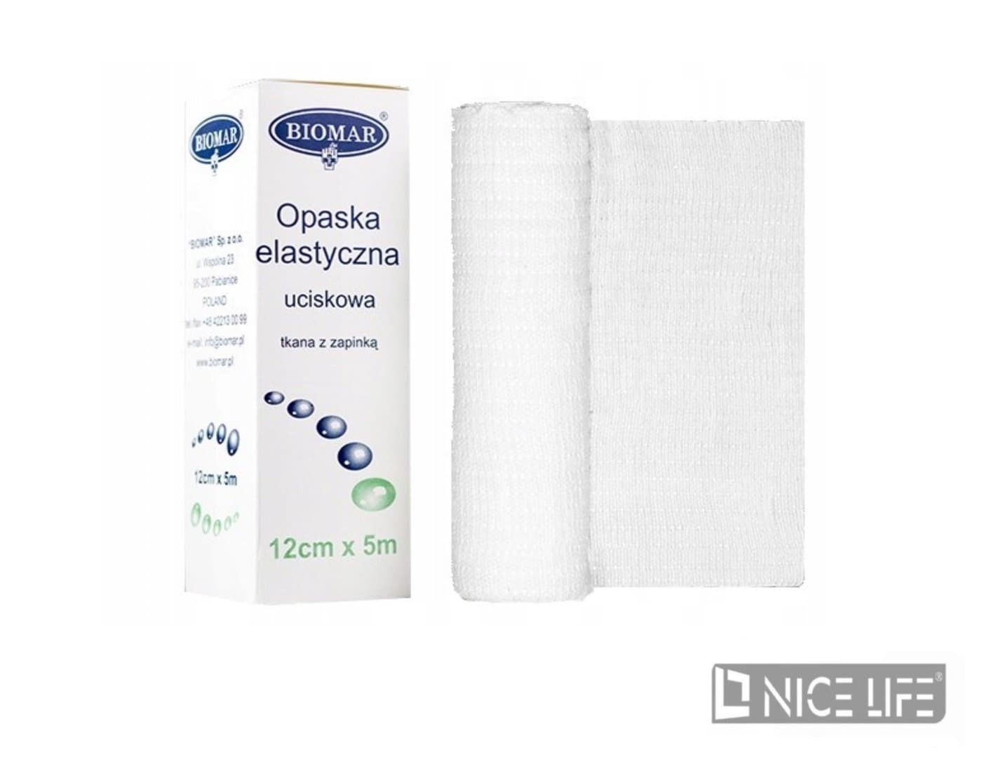 Opaska elastyczna z zapinką Biomar 12x5 cm - 1 szt / kartonik