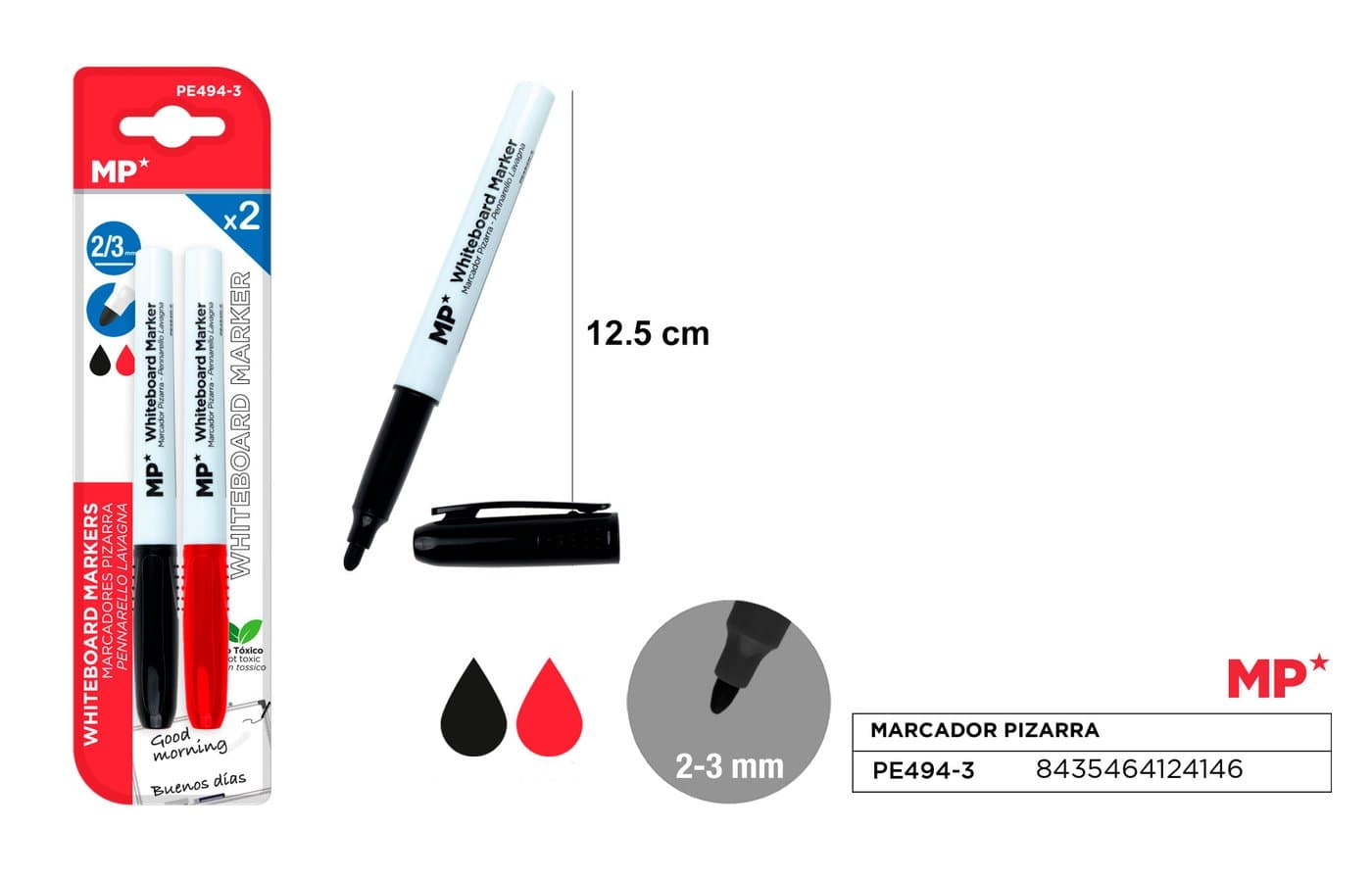 Marker do tablic 2 sztopakowanie MIX 2-3MM MP