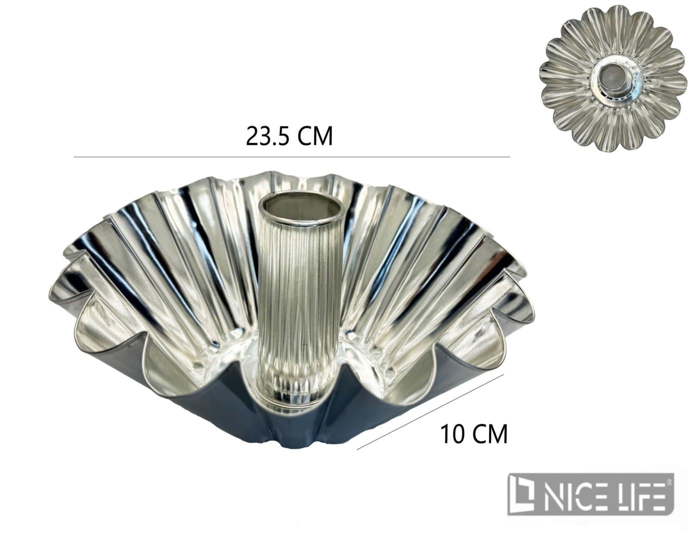 Forma metalowa karbowana z kominem do babki, średnica 24 cm