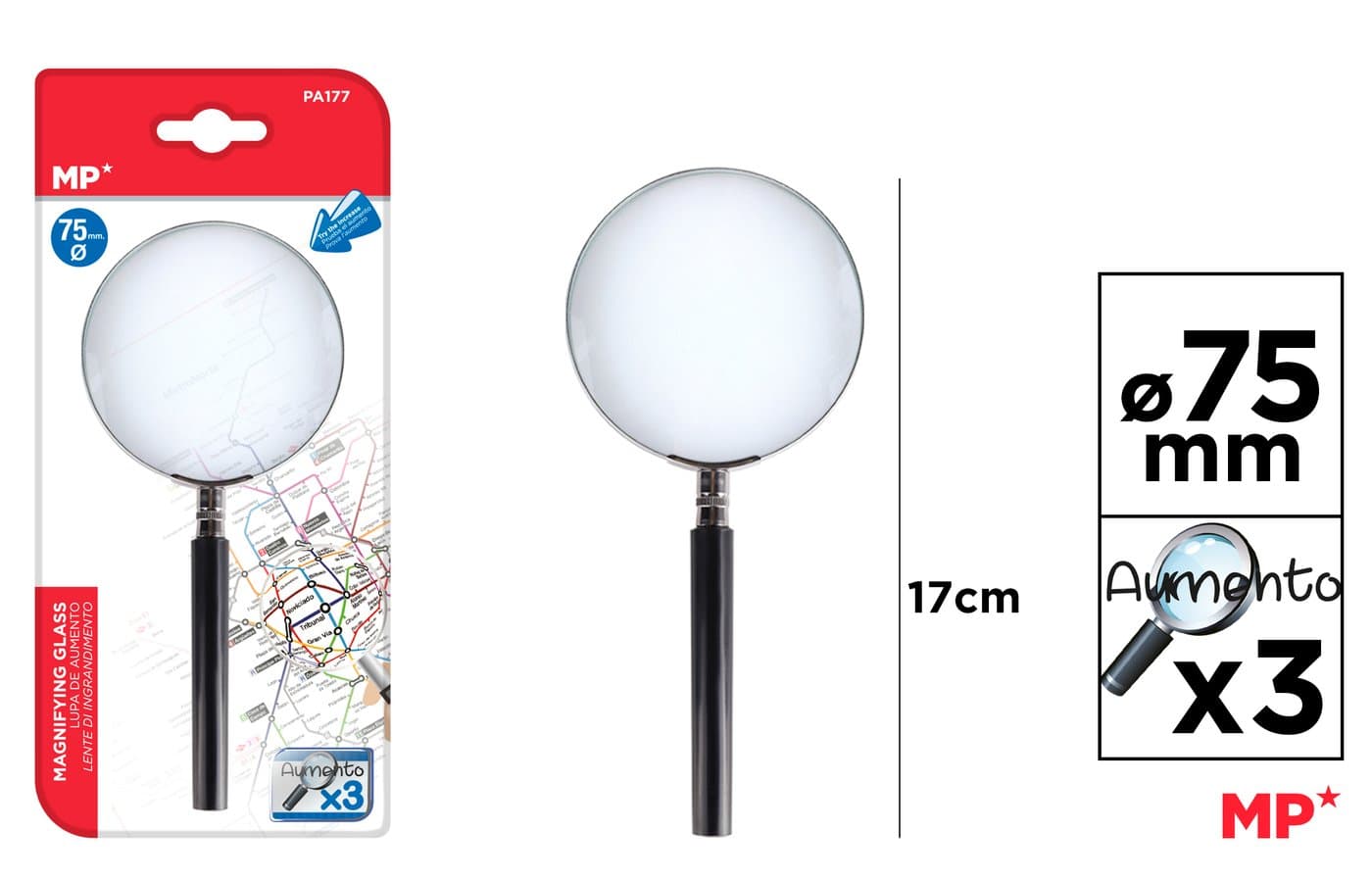 Lupa z metalową oprawą 75 mm