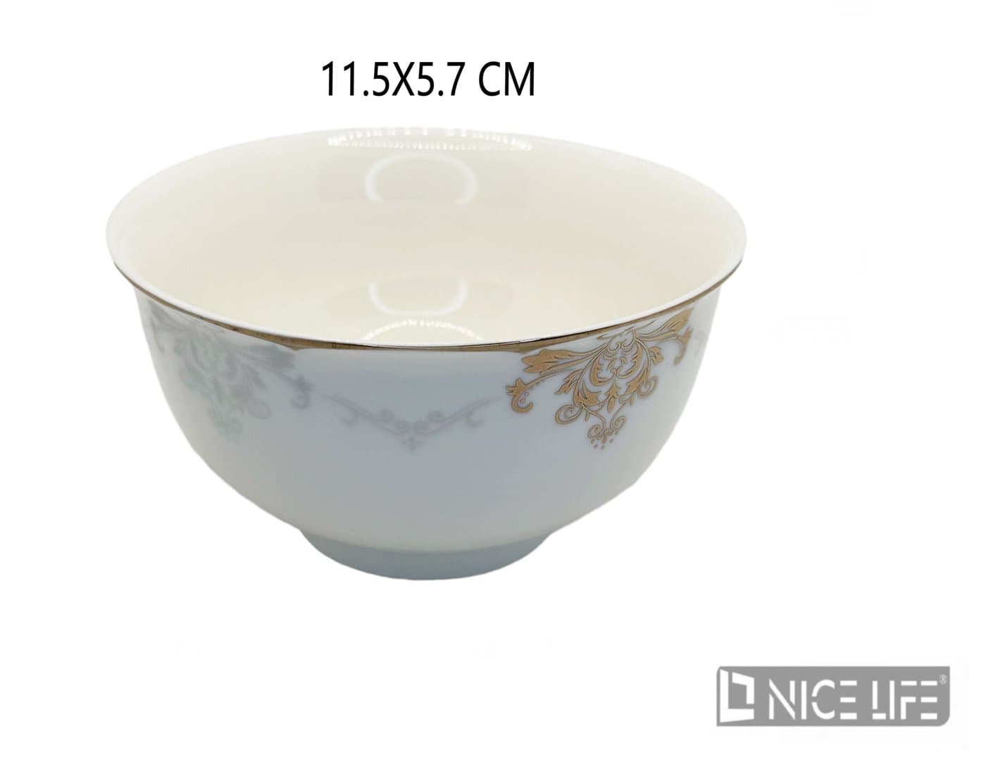 Miska ceramiczna biała ze złoto-szarymi ornamentami