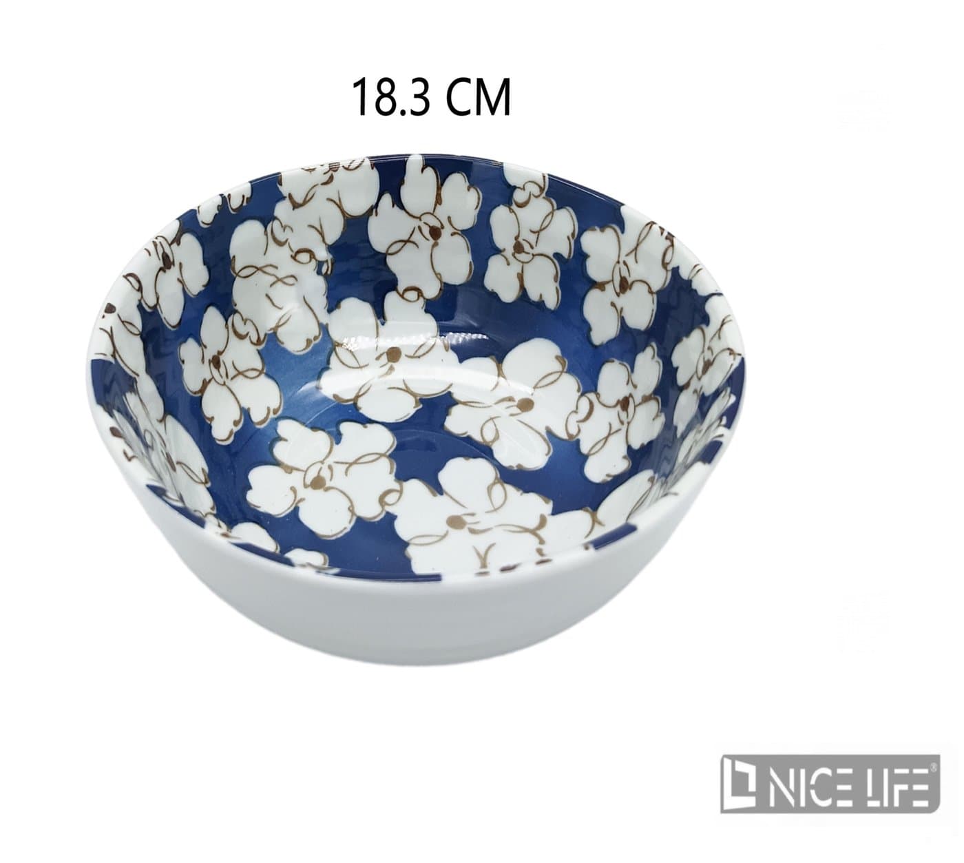 Miska ceramiczna granatowa z białym motywem kwiatowym