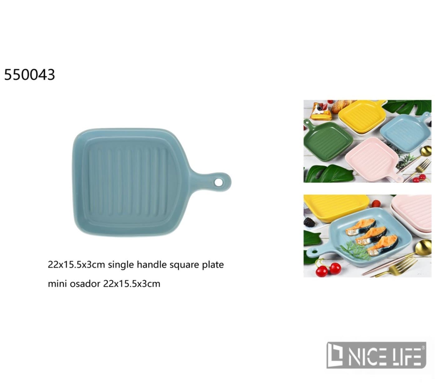 Talerz ceramiczny z uchwytem ryflowany do przekąsek
