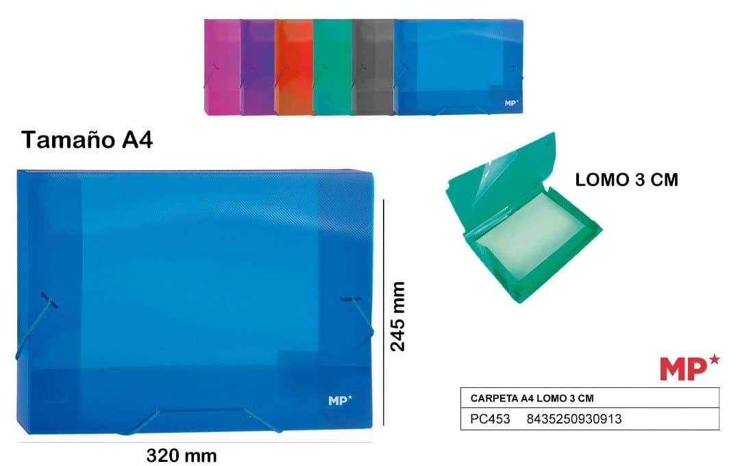 Teczka plastikowa A4 z klapą na gumki kolorowa