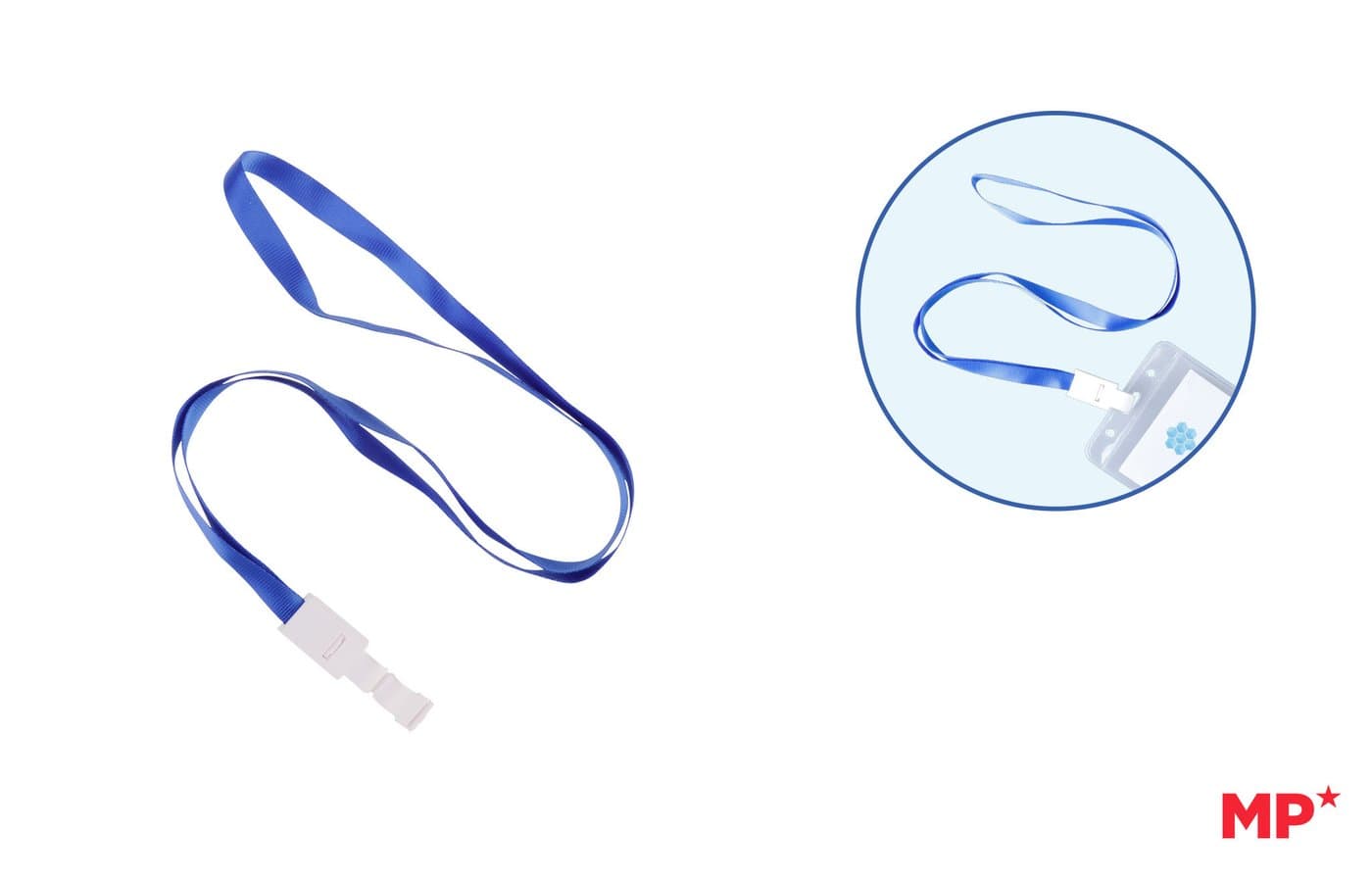 Smycz do identyfikatora niebieska z plastikowym zaczepem