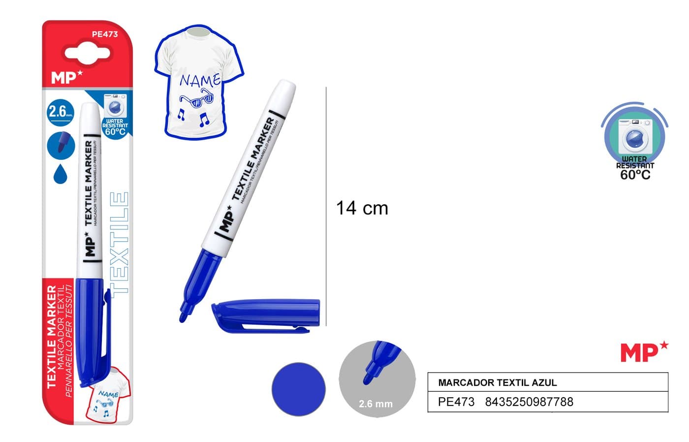 Marker do tkanin niebieski 2.6MM MP