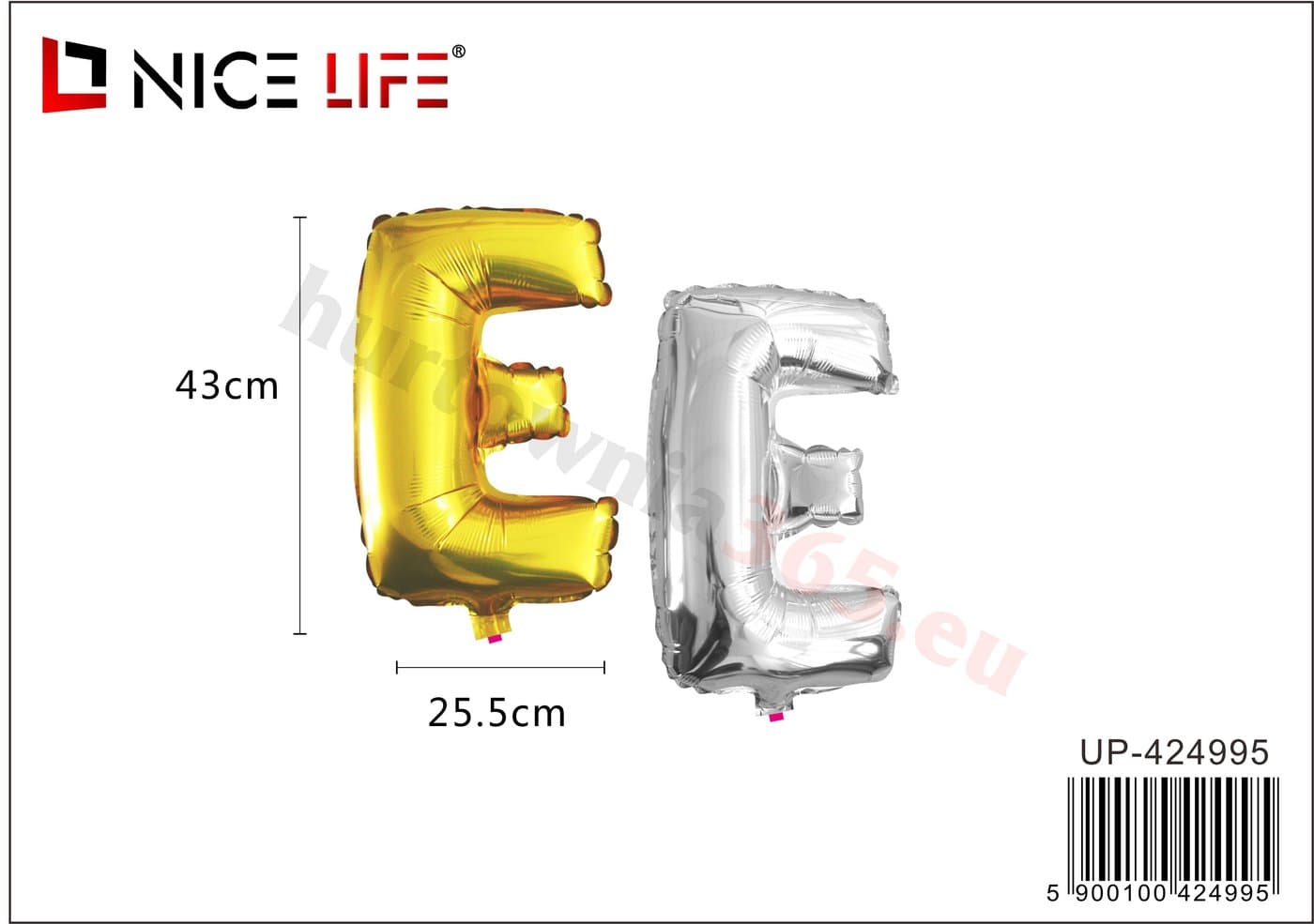 Balony foliowe litera E złote i srebrne