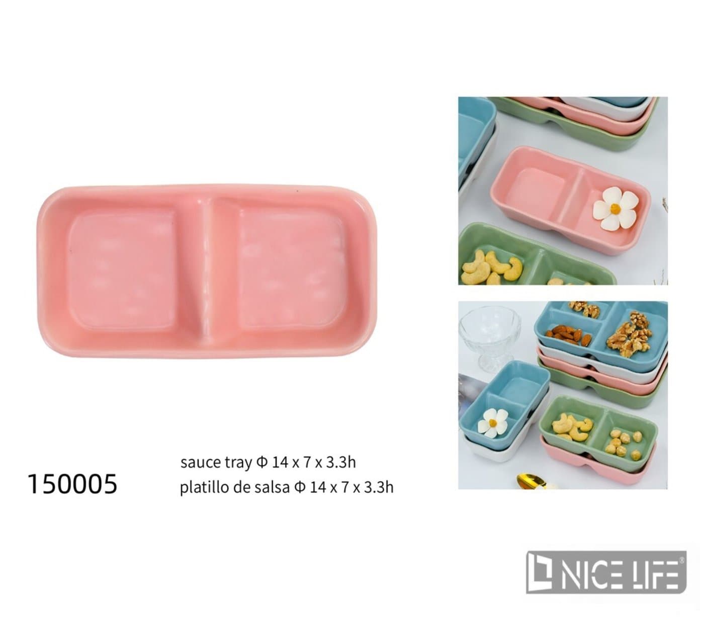 Miska ceramiczna podwójna różowa