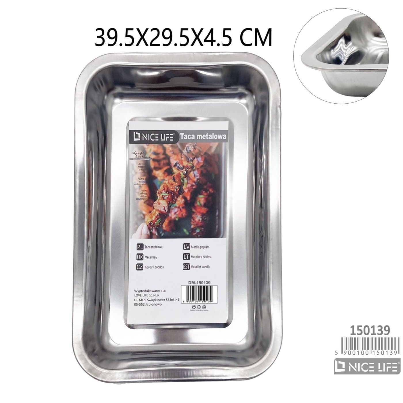 Taca metalowa prostokątna 40 × 30 × 4,8 cm