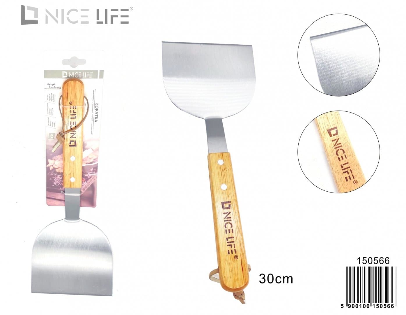 Łopatka kuchenna metalowa z drewnianą rączką, 31 cm