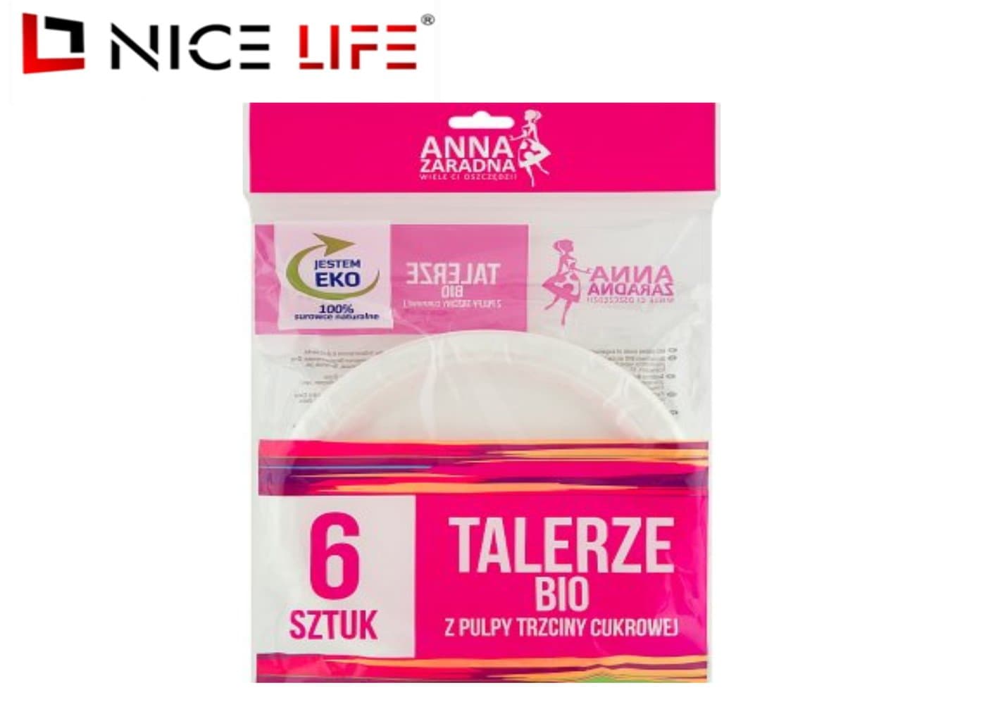 Talerze BIO z pulpy trzciny cukrowej 6 szt