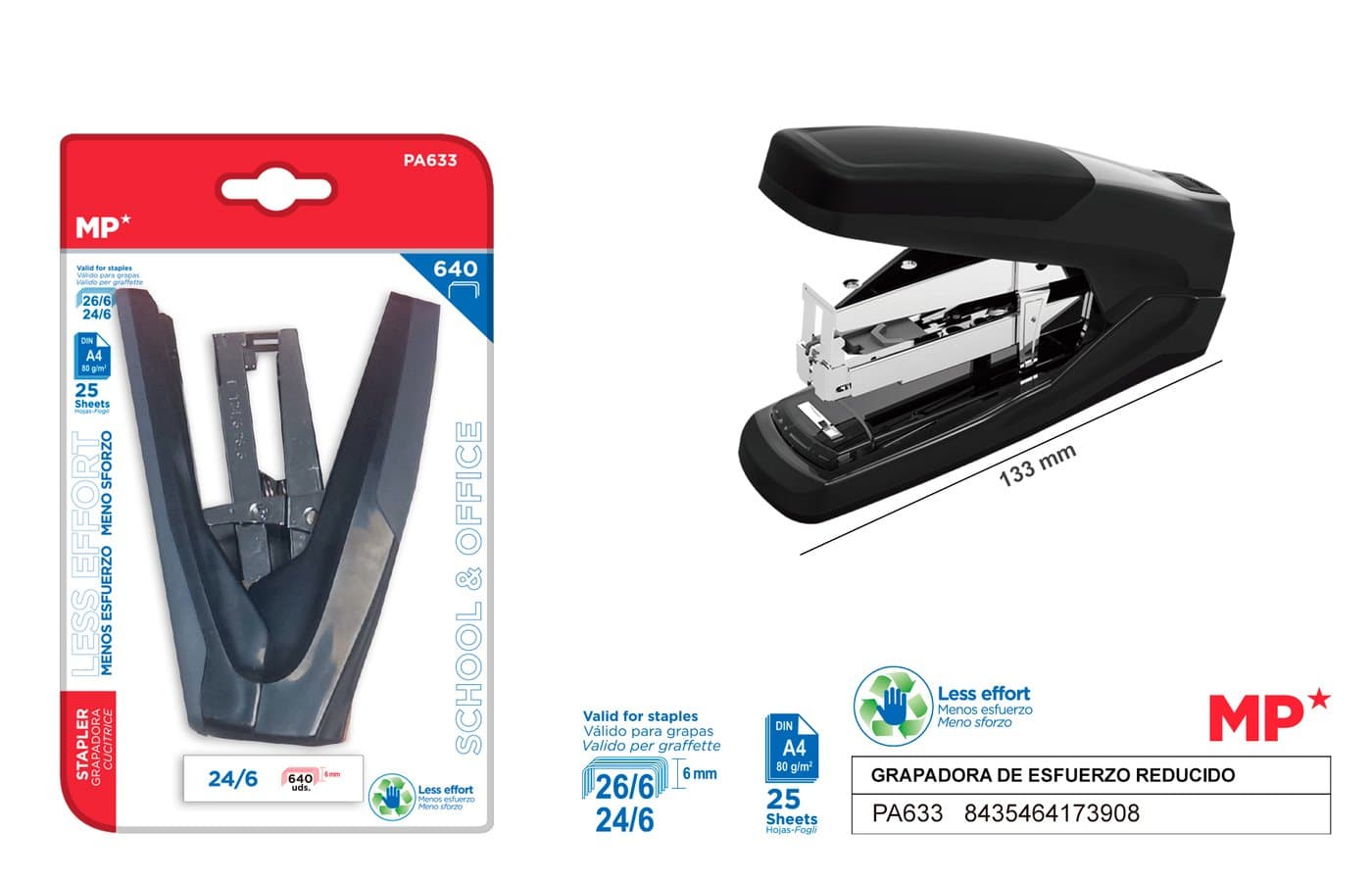 Dziurkacz biurowy czarny plastikowy z metalowymi elementami