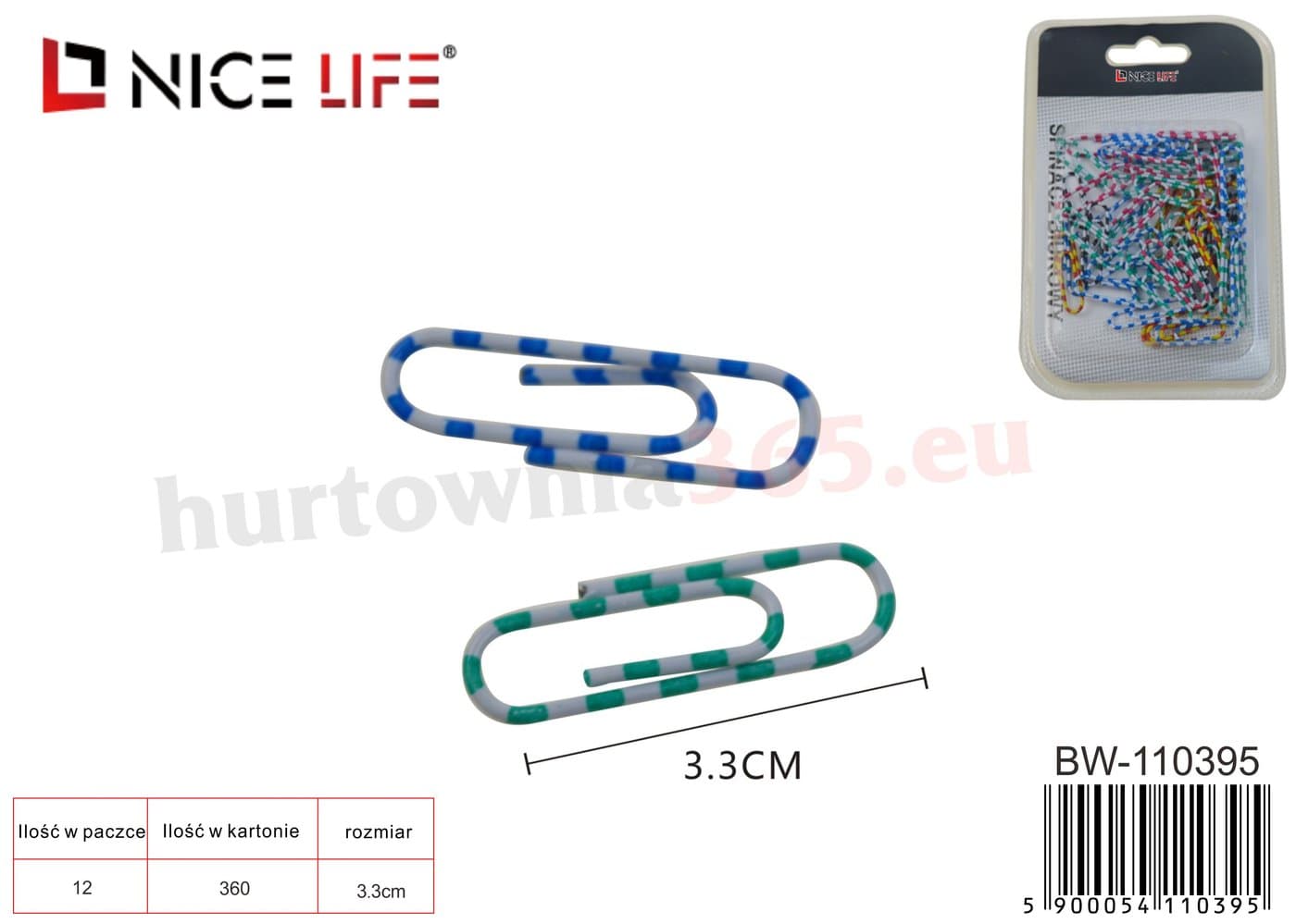 Spinacz biurowy metalowy różnokolorowy