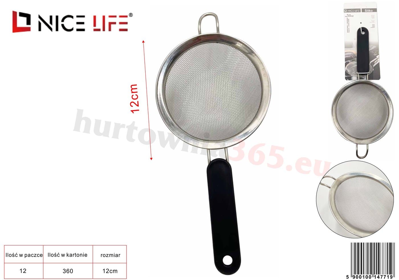 Sitko metalowe 12 cm z plastikową rączką