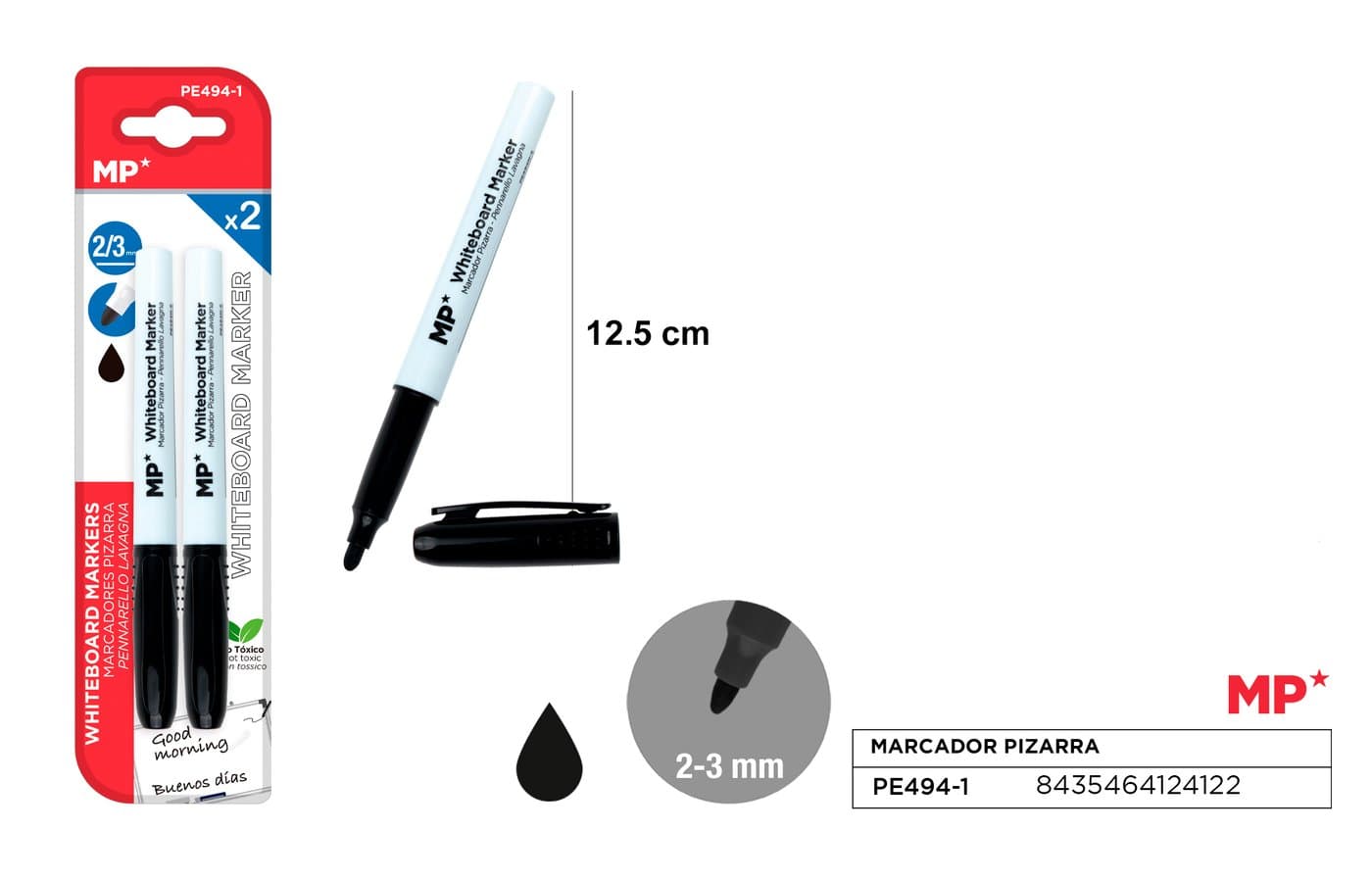 Marker do tablic 2 sztop. czarny 2-3MM MP