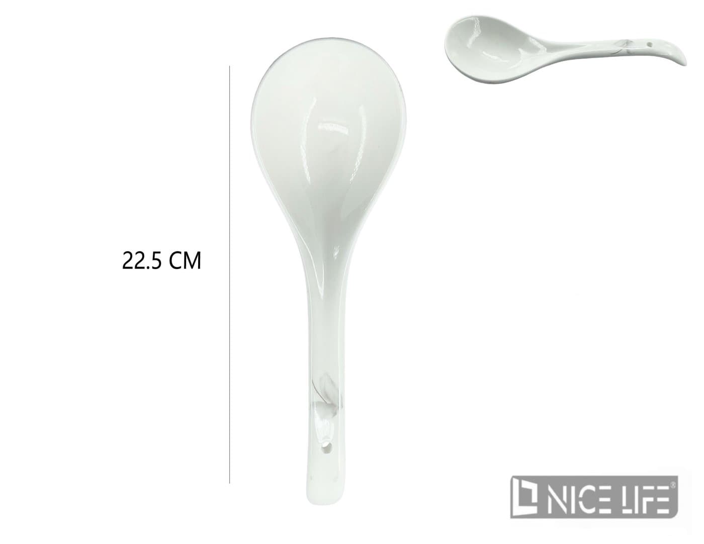 Łyżka ceramiczna biała z otworem w końcówce uchwytu