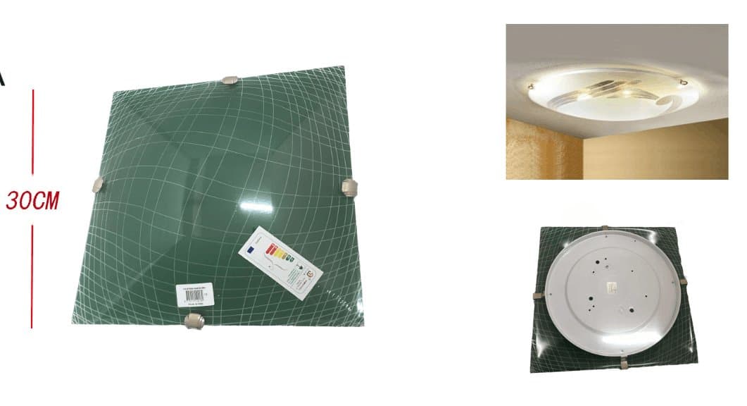 Plafon kwadratowy zielony z geometryczną siatką